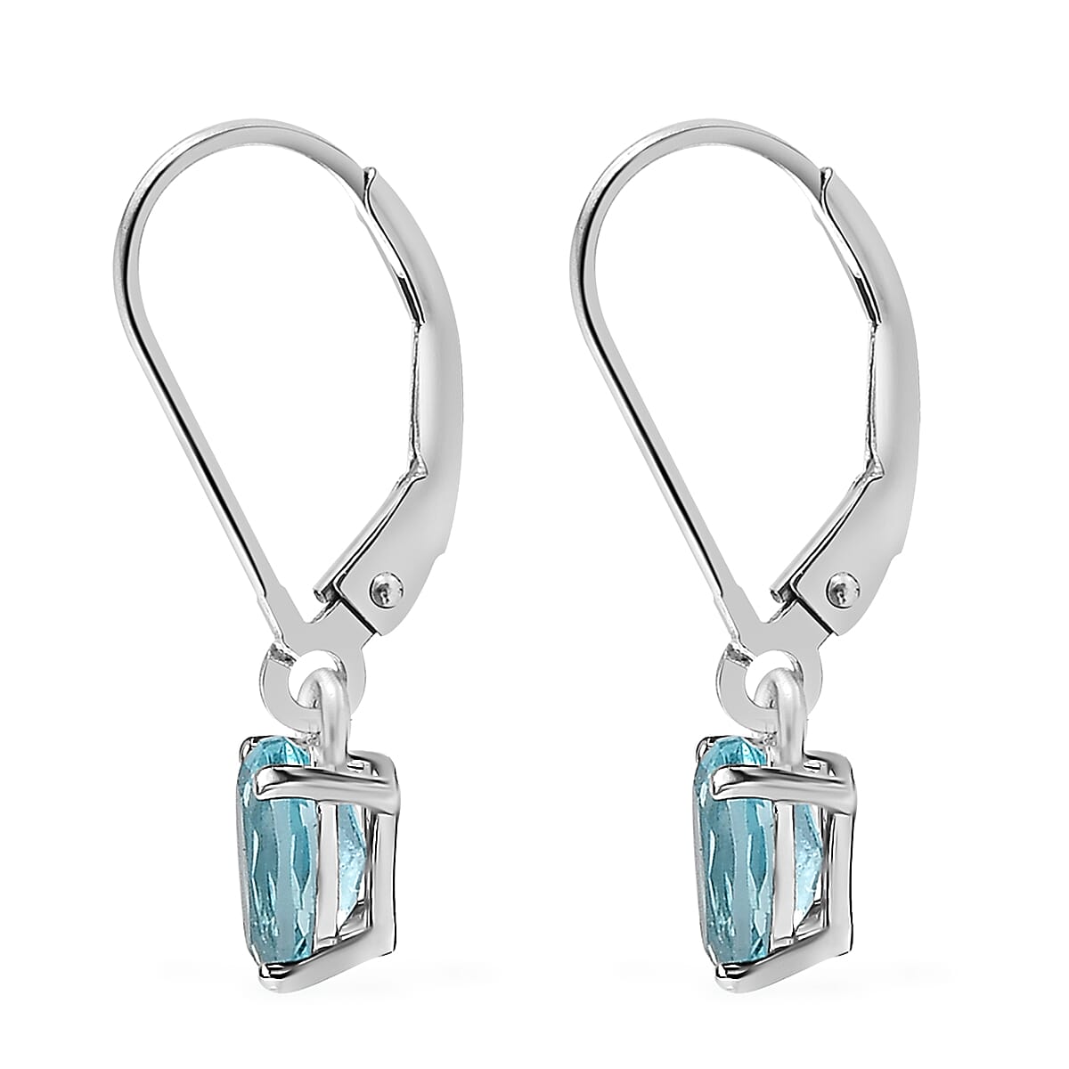 Premium Betroka Blue Apatite Solitaire Lever Back Earrings in Platinum Over Sterling Silver 1.00 ctw
