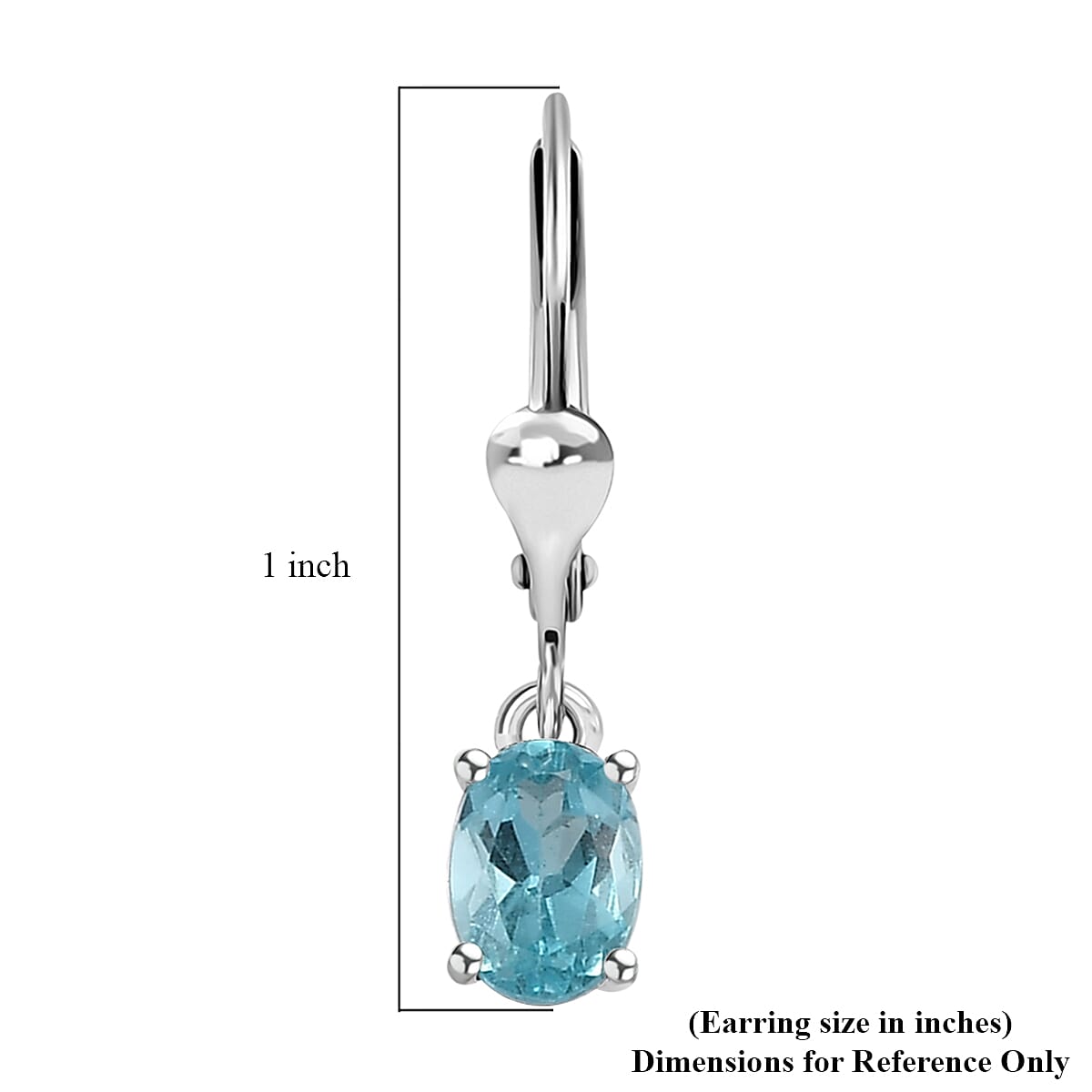 Premium Betroka Blue Apatite Solitaire Lever Back Earrings in Platinum Over Sterling Silver 1.00 ctw