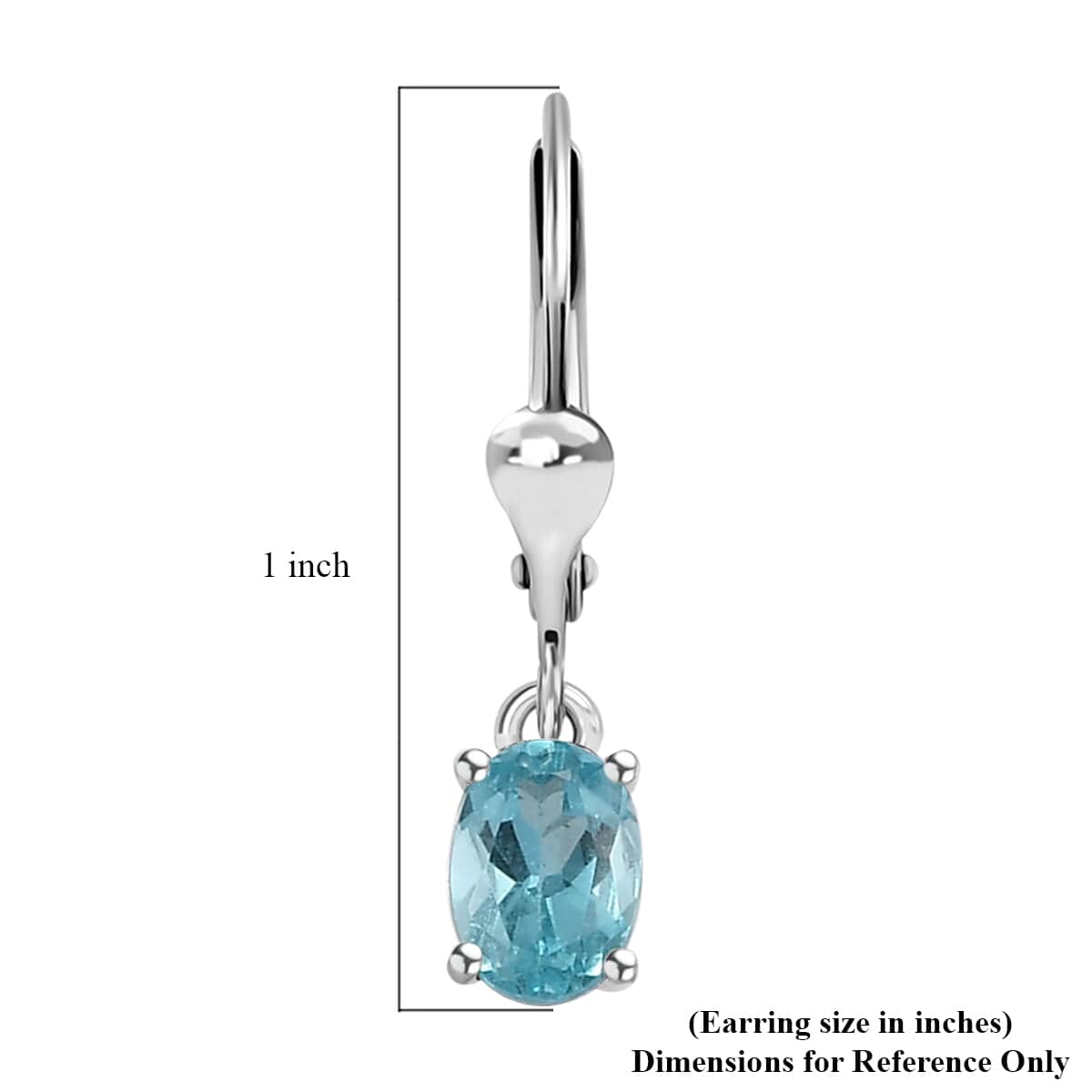 Premium Betroka Blue Apatite Solitaire Lever Back Earrings in Platinum Over Sterling Silver 1.00 ctw image number 4