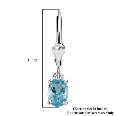 Premium Betroka Blue Apatite Solitaire Lever Back Earrings in Platinum Over Sterling Silver 1.00 ctw