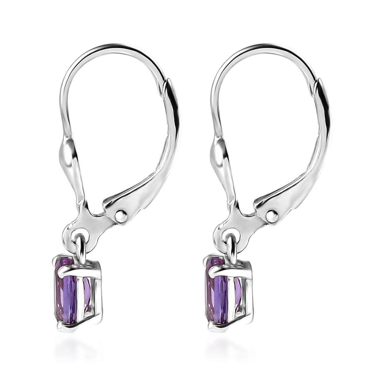 Premium Mashamba Amethyst Solitaire Lever Back Earrings in Platinum Over Sterling Silver 0.80 ctw image number 3