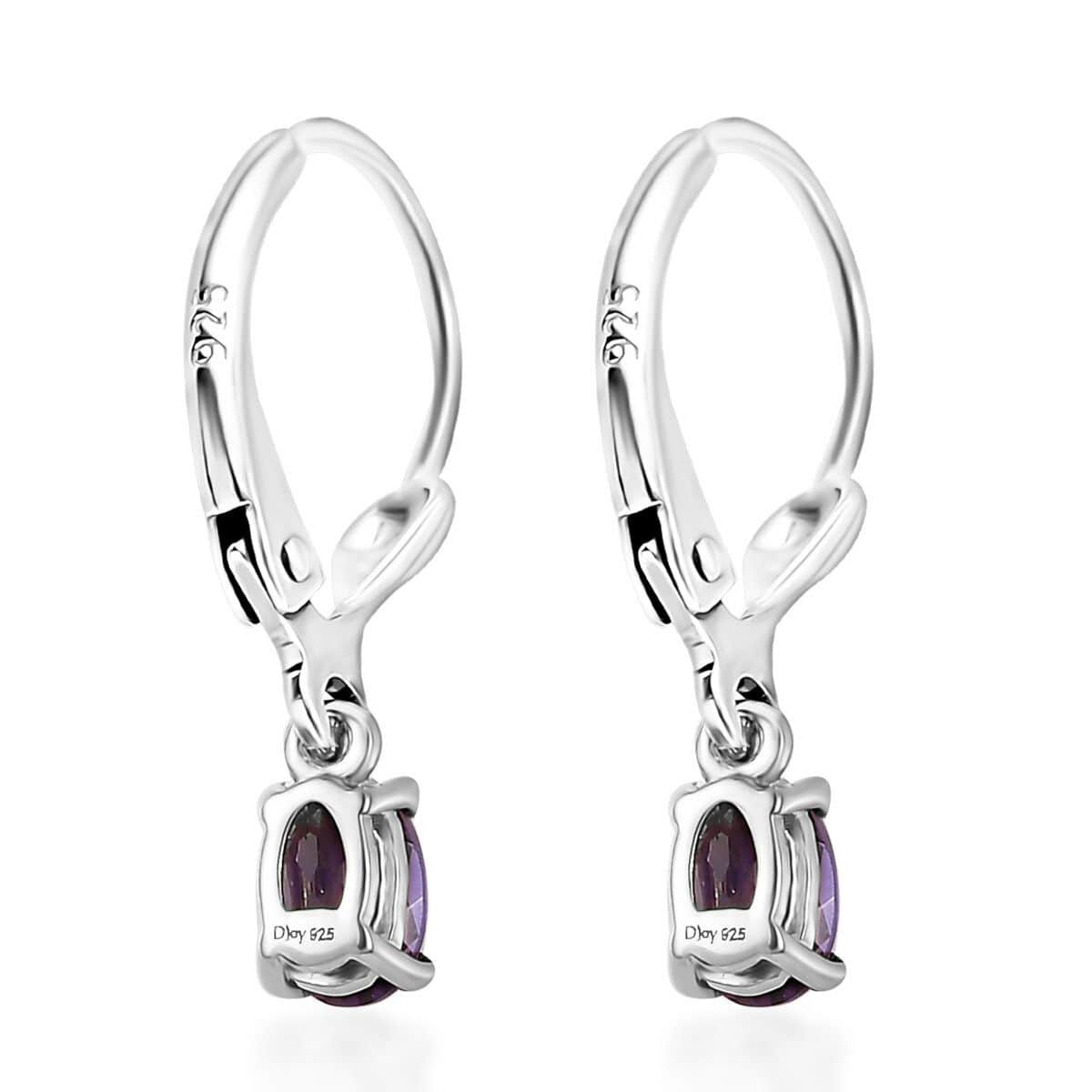 Premium Mashamba Amethyst Solitaire Lever Back Earrings in Platinum Over Sterling Silver 0.80 ctw image number 4