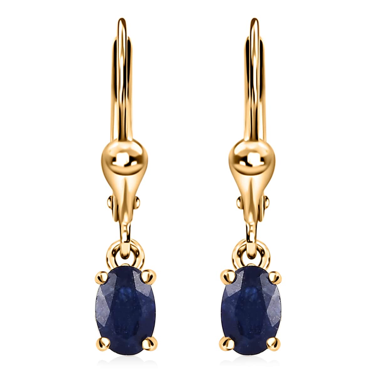 Premium Masoala Sapphire (FF) Lever Back Earrings in 14K Yellow Gold Over Sterling Silver 1.40 ctw image number 0