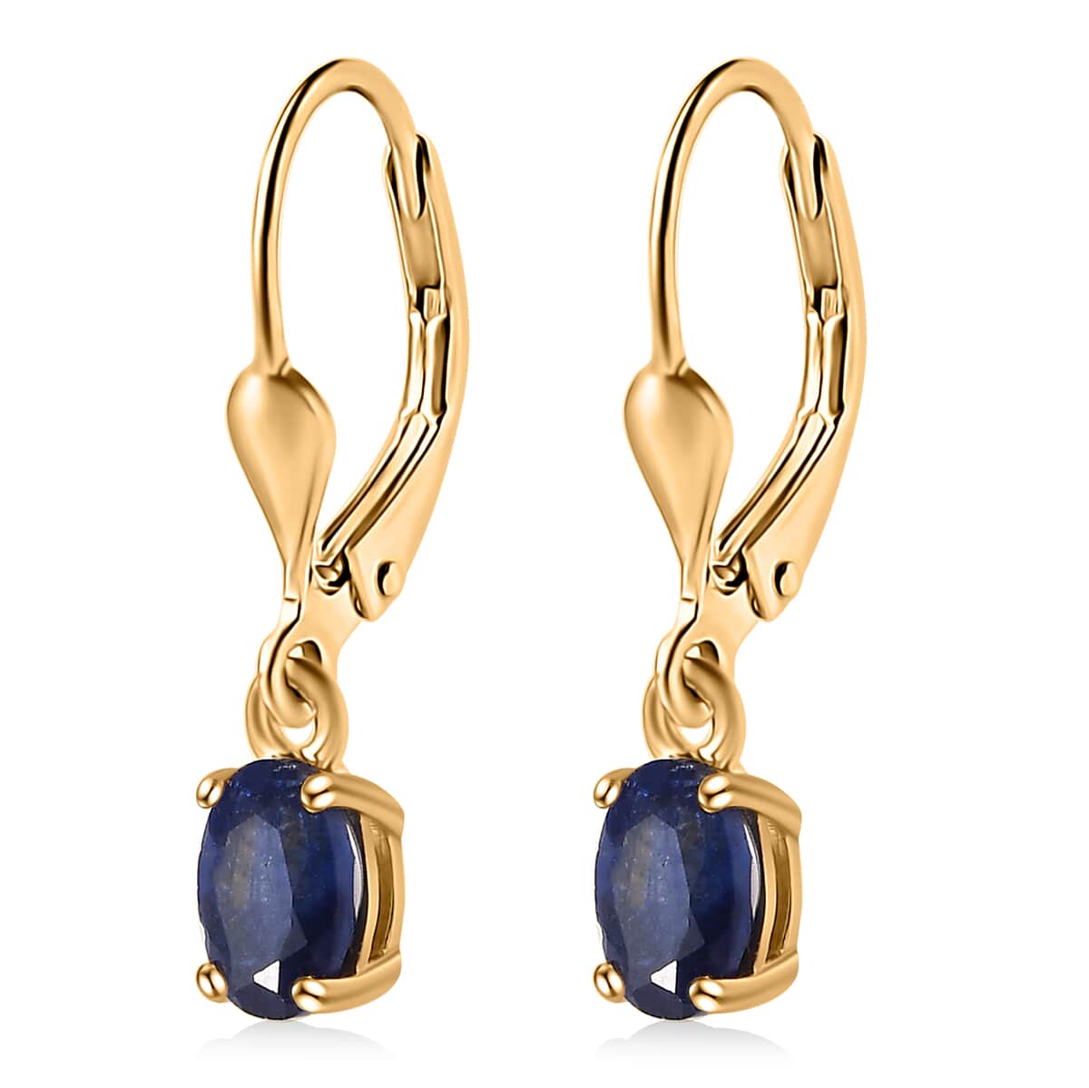 Premium Masoala Sapphire (FF) Lever Back Earrings in 14K Yellow Gold Over Sterling Silver 1.40 ctw image number 3