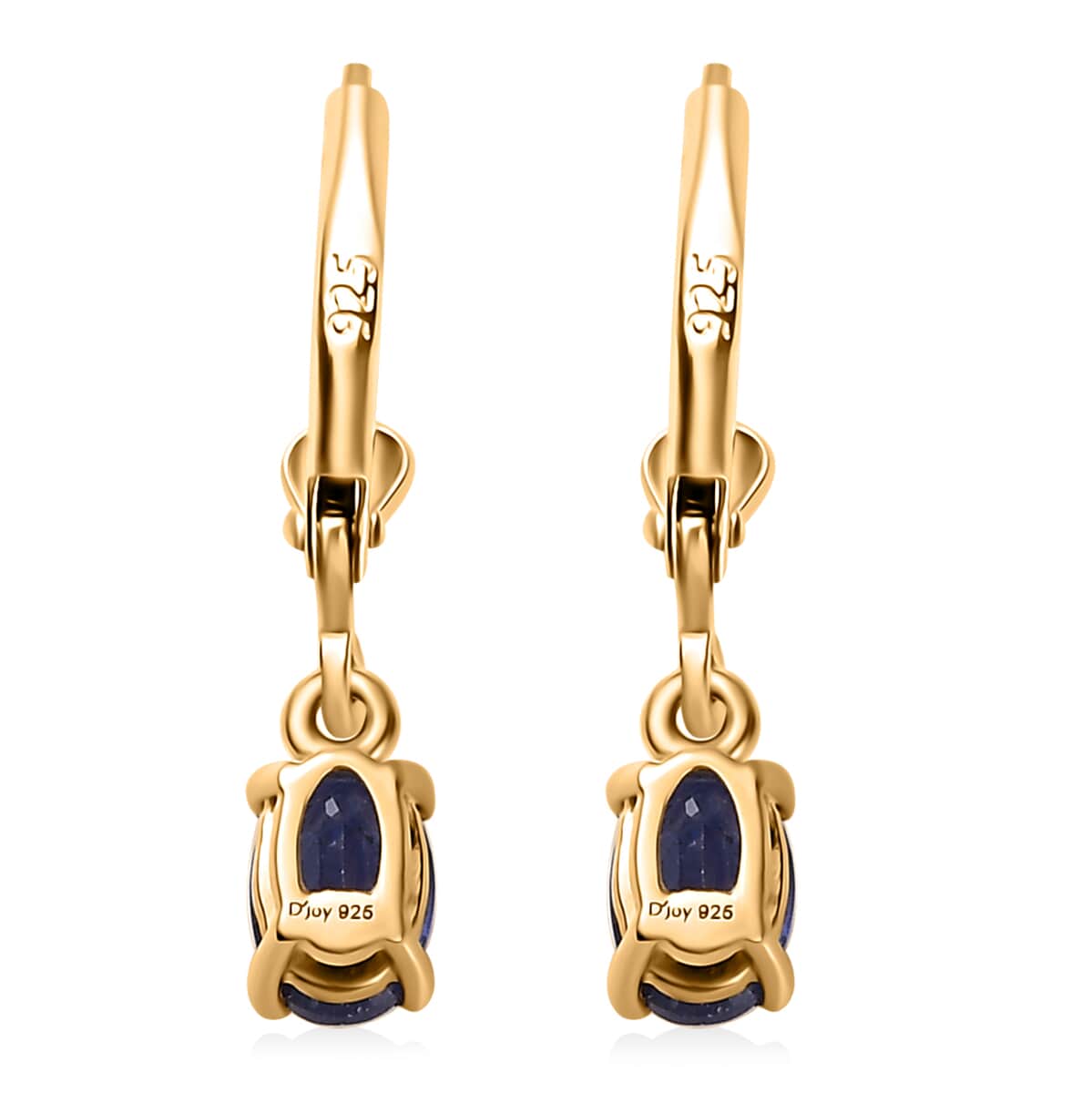 Premium Masoala Sapphire (D) Lever Back Earrings in 14K Yellow Gold Over Sterling Silver 1.40 ctw image number 4