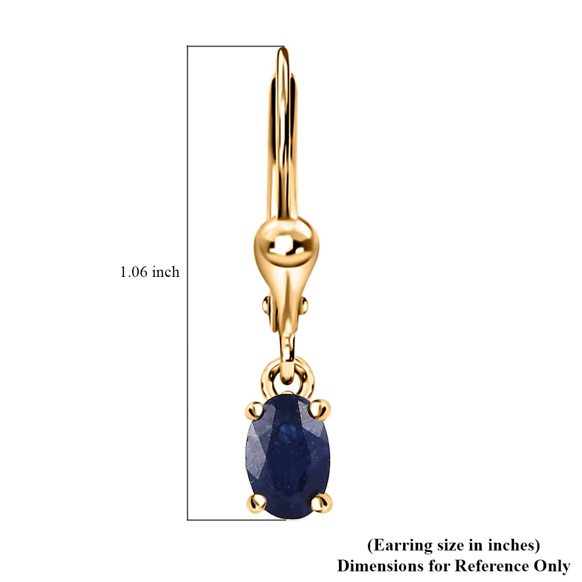 Premium Masoala Sapphire (FF) Lever Back Earrings in 14K Yellow Gold Over Sterling Silver 1.40 ctw image number 5
