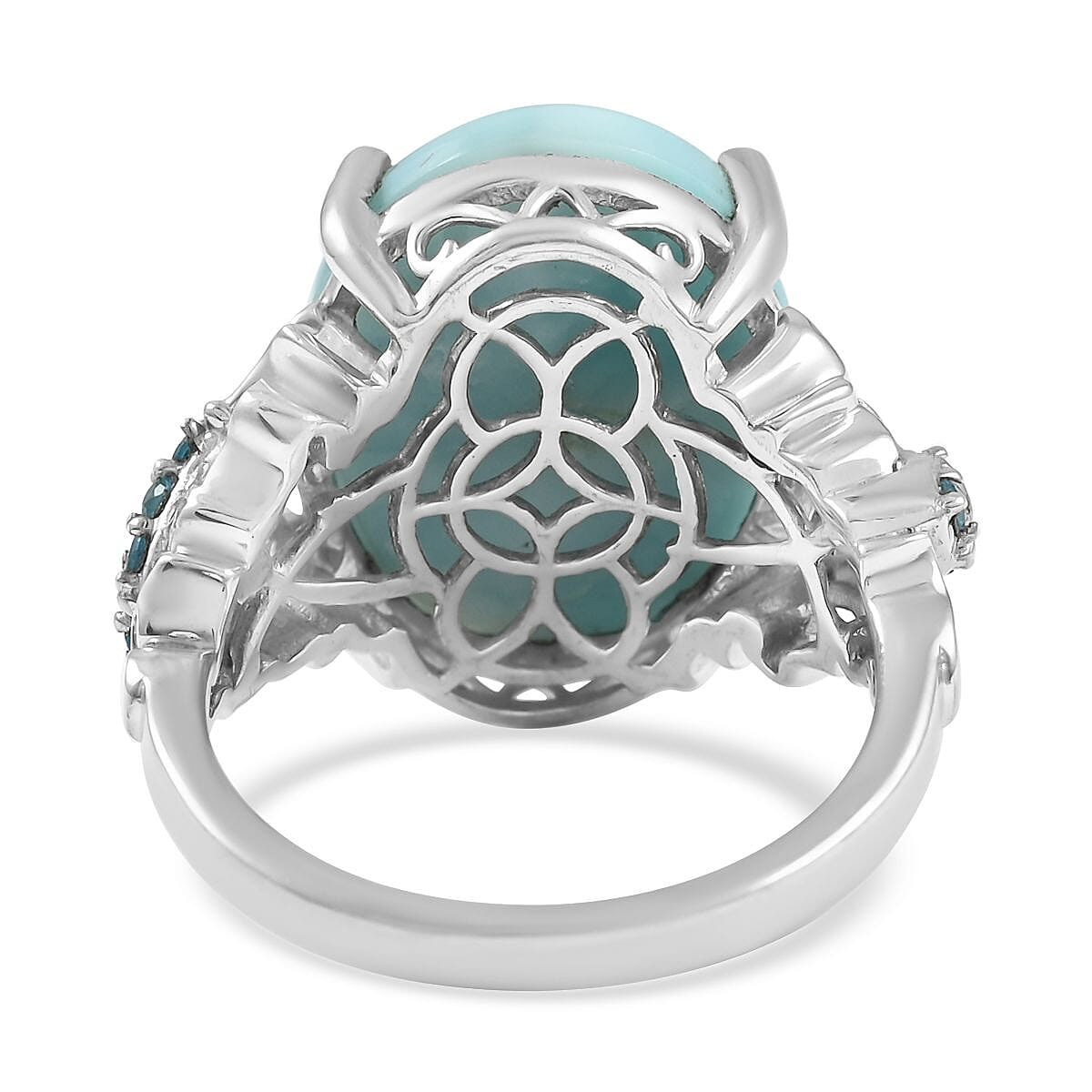 Larimar and Malgache Neon Apatite Ring in Platinum Over Sterling Silver (Size 9.0) 12.00 ctw image number 4