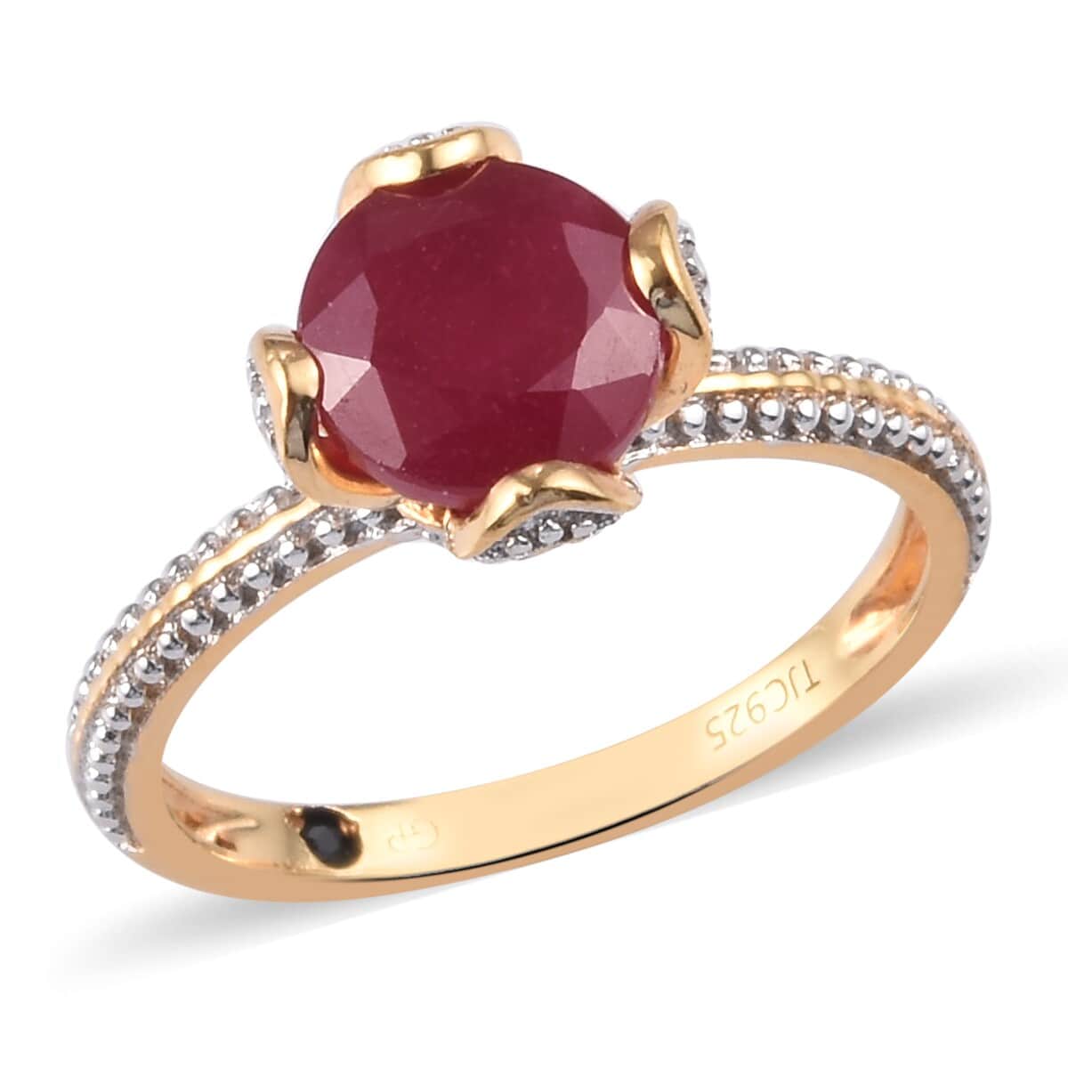 GP Niassa Ruby (FF) Solitaire Ring in 14K Yellow Gold and Platinum Over Sterling Silver (Size 8.0) 3.00 ctw image number 0