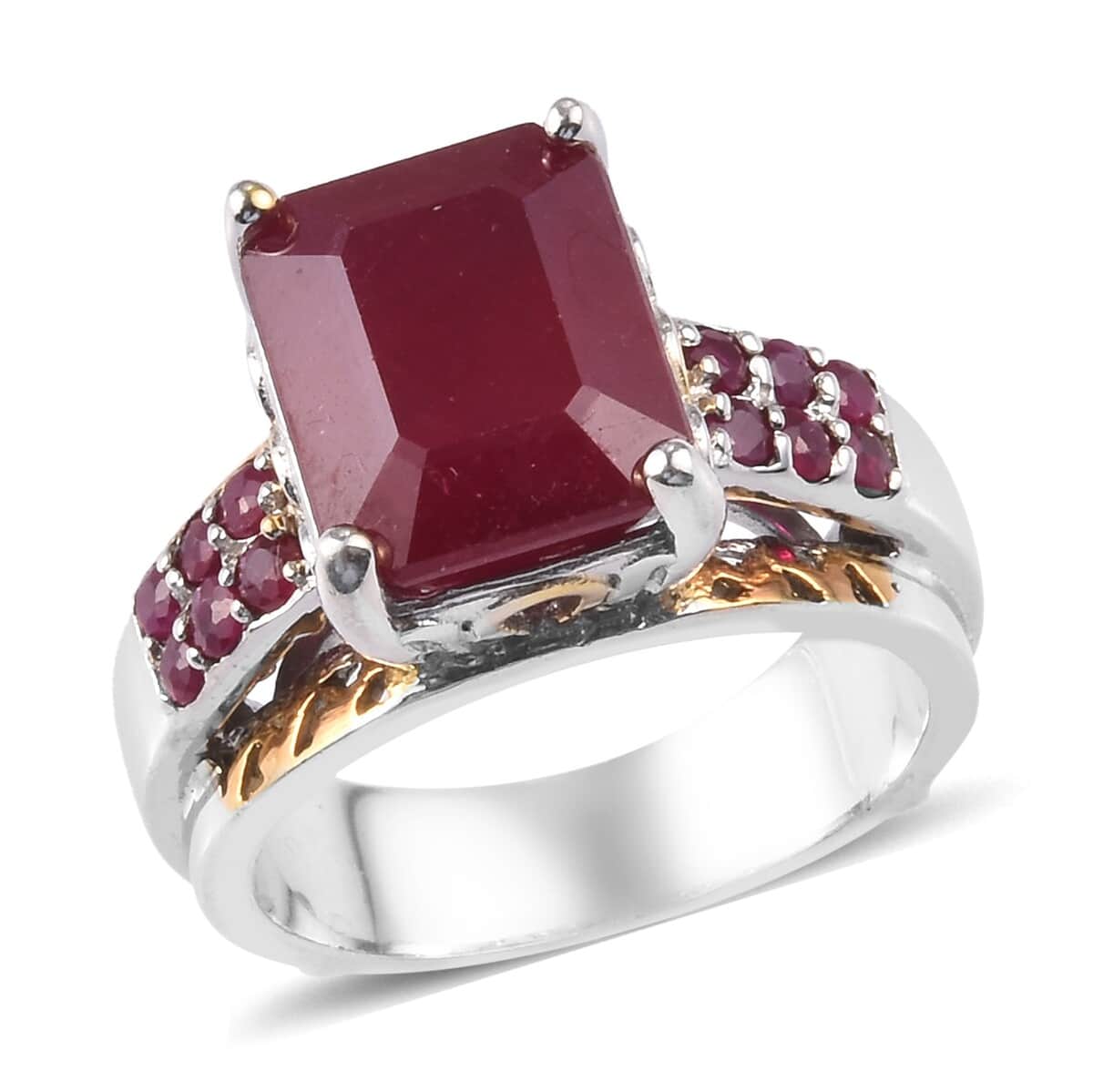 Niassa Ruby (FF) Ring in 14K Yellow Gold and Platinum Over Sterling Silver (Size 8.0) 5.85 ctw image number 0