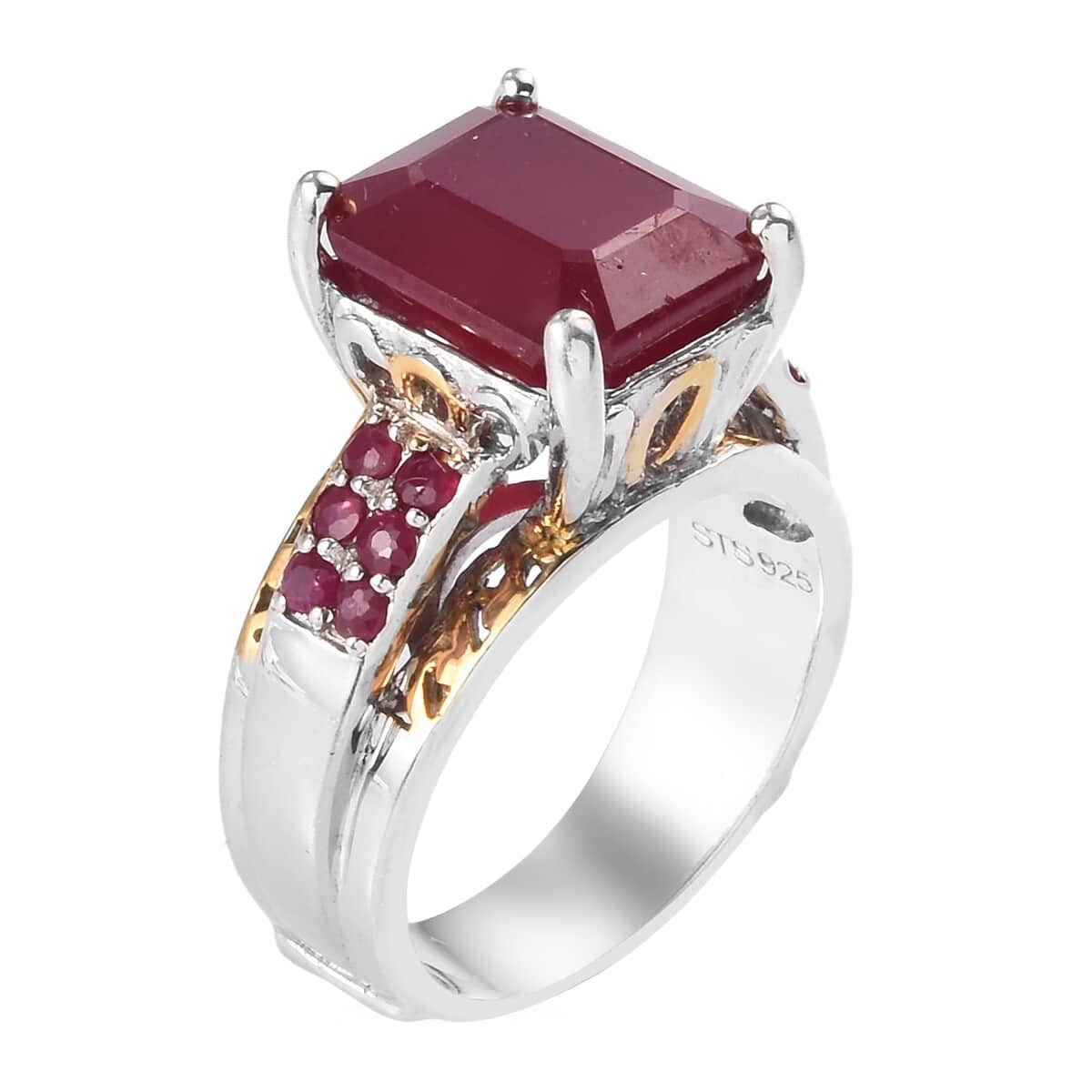 Niassa Ruby (FF) Ring in 14K Yellow Gold and Platinum Over Sterling Silver (Size 8.0) 5.85 ctw image number 1