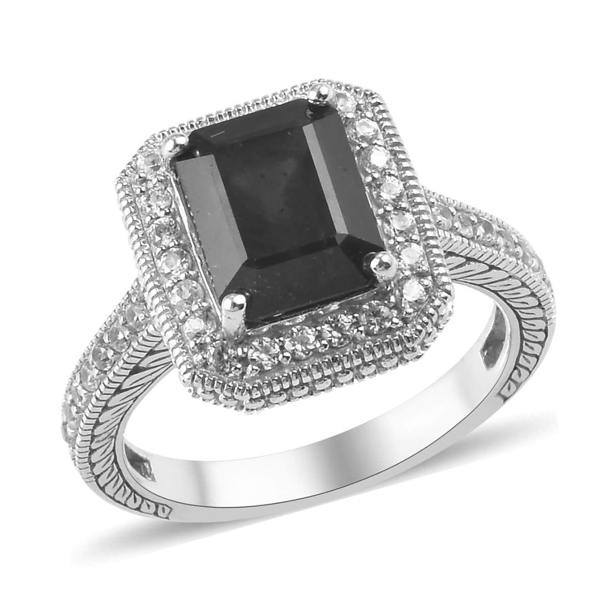 Niassa Ruby (FF) and Zircon Ring in Platinum Over Sterling Silver (Size 9.0) 4.30 ctw image number 0