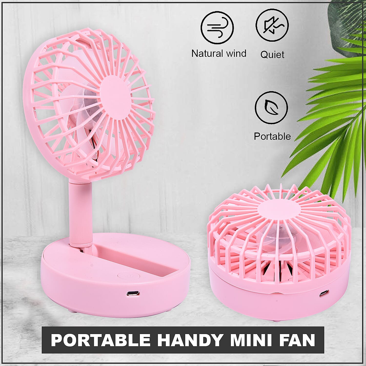 Pink Foldable Mini Fan (4xAAA Not Included)