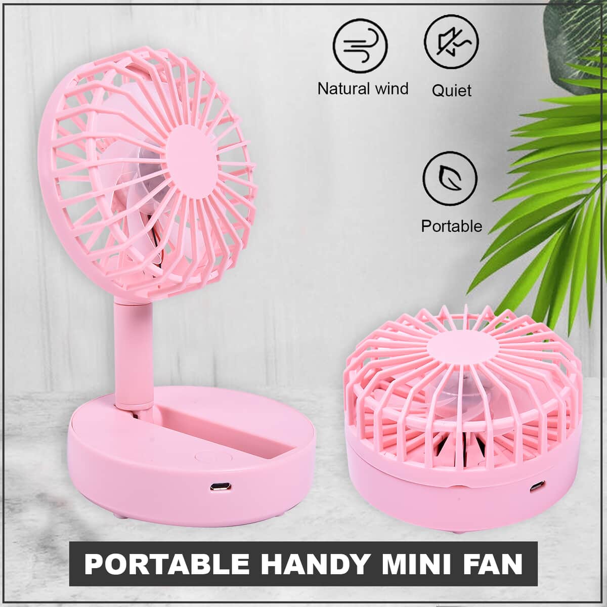 Pink Foldable Mini Fan (4xAAA Not Included) image number 1