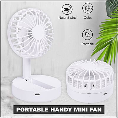 White Foldable Mini Fan (4xAAA Not Included)