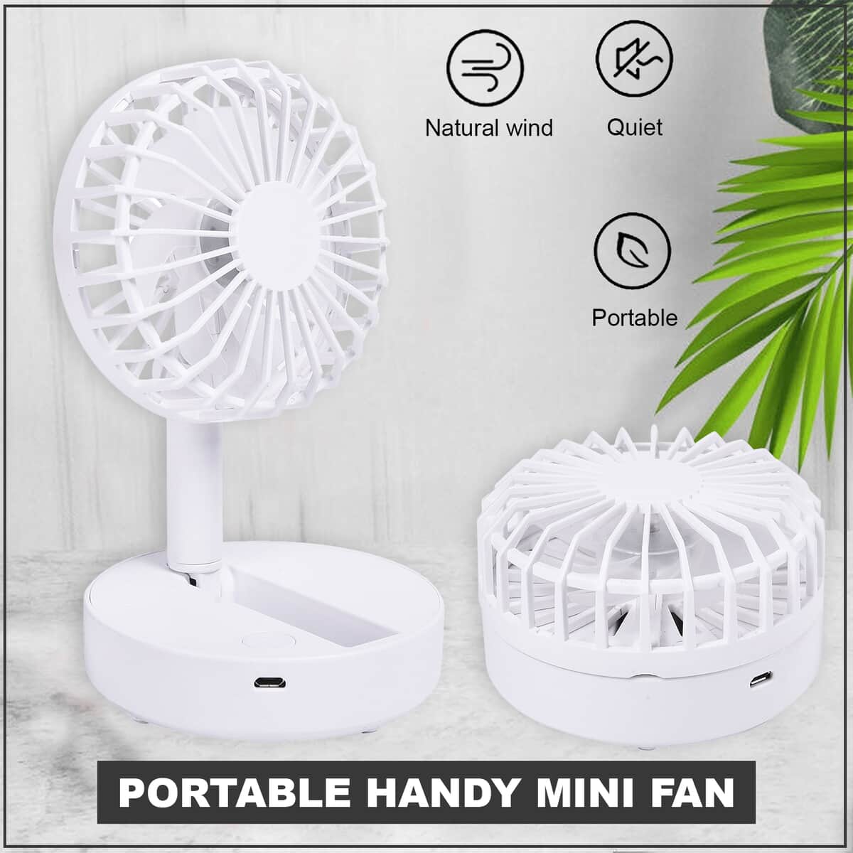 White Foldable Mini Fan (4xAAA Not Included) image number 1