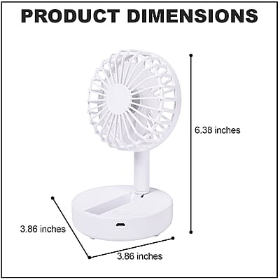 White Foldable Mini Fan (4xAAA Not Included)