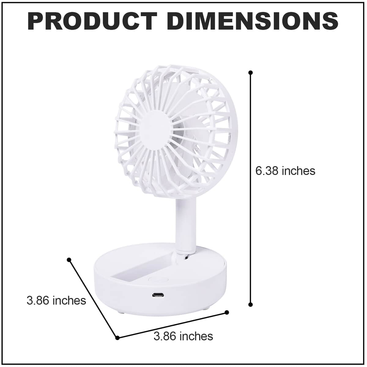 White Foldable Mini Fan (4xAAA Not Included) image number 3
