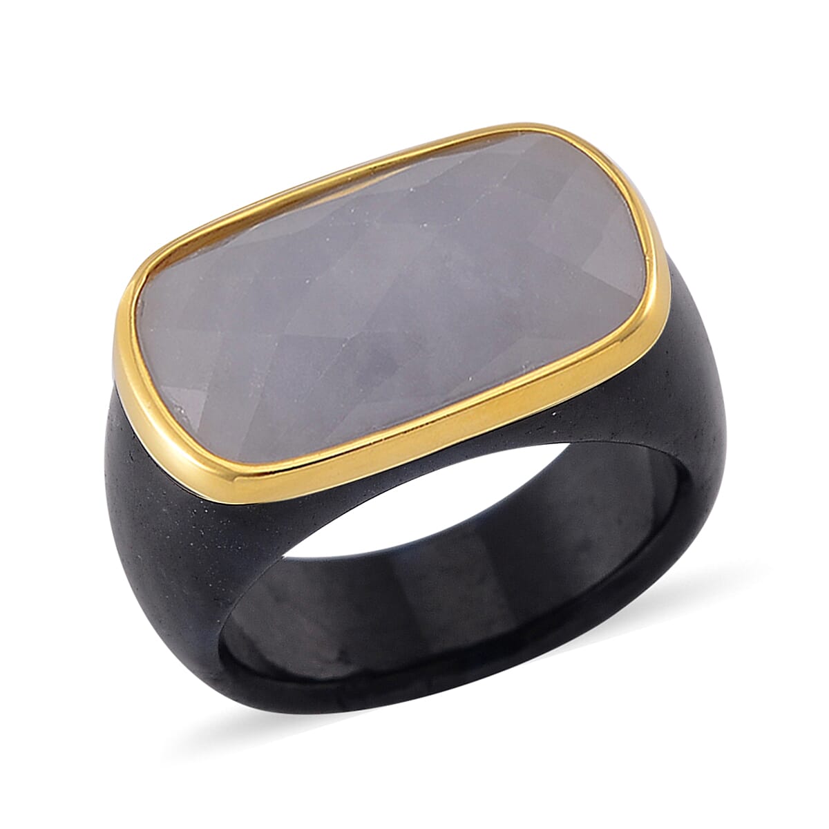 Carved and Faceted Natural Jade and Black Jade (D) 147.25 ctw Band Ring Size 8 and Pendant Necklace 18 Inches in Vermeil Yellow Gold Over Sterling Silver  image number 2