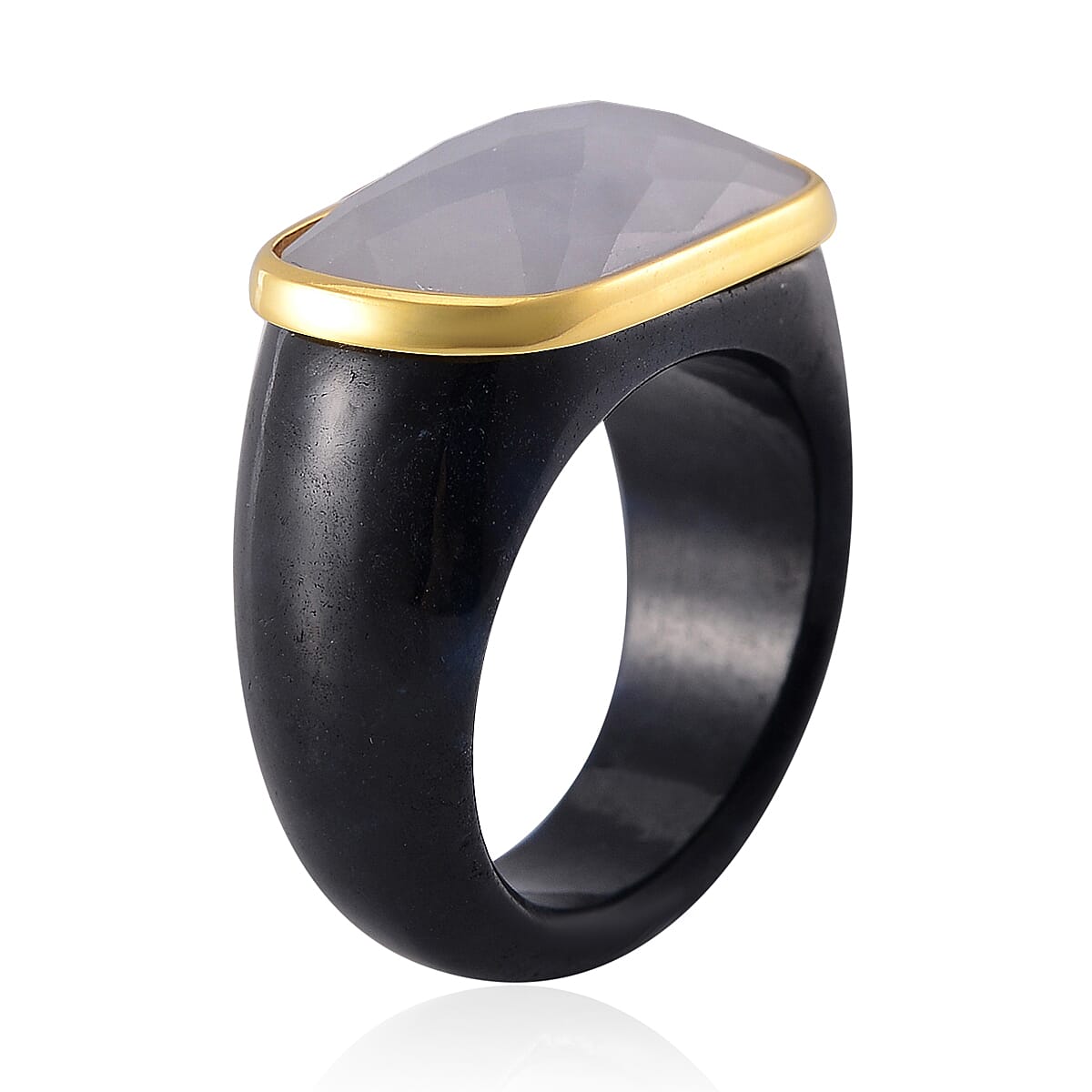 Carved and Faceted Natural Jade and Black Jade (D) 147.25 ctw Band Ring Size 8 and Pendant Necklace 18 Inches in Vermeil Yellow Gold Over Sterling Silver  image number 3