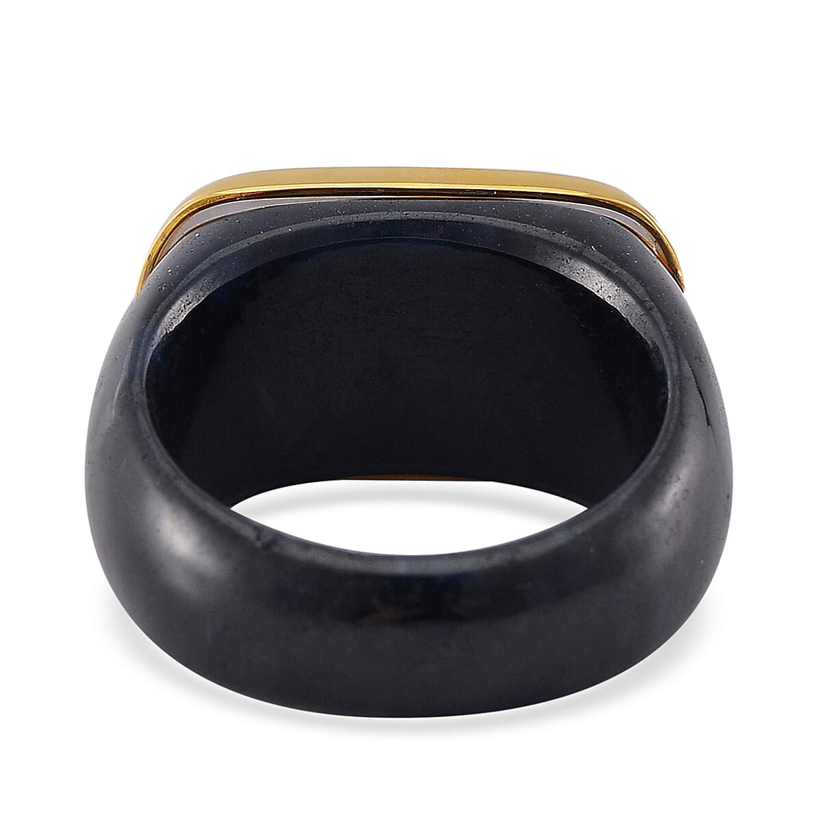 Carved and Faceted Natural Jade and Black Jade (D) 147.25 ctw Band Ring Size 8 and Pendant Necklace 18 Inches in Vermeil Yellow Gold Over Sterling Silver  image number 4