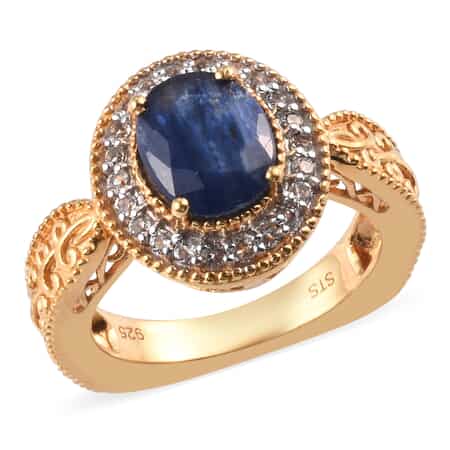 Kyanite and White Zircon Ring in 14K Yellow Gold Over Sterling Silver (Size 9.0) 5.50 ctw image number 0