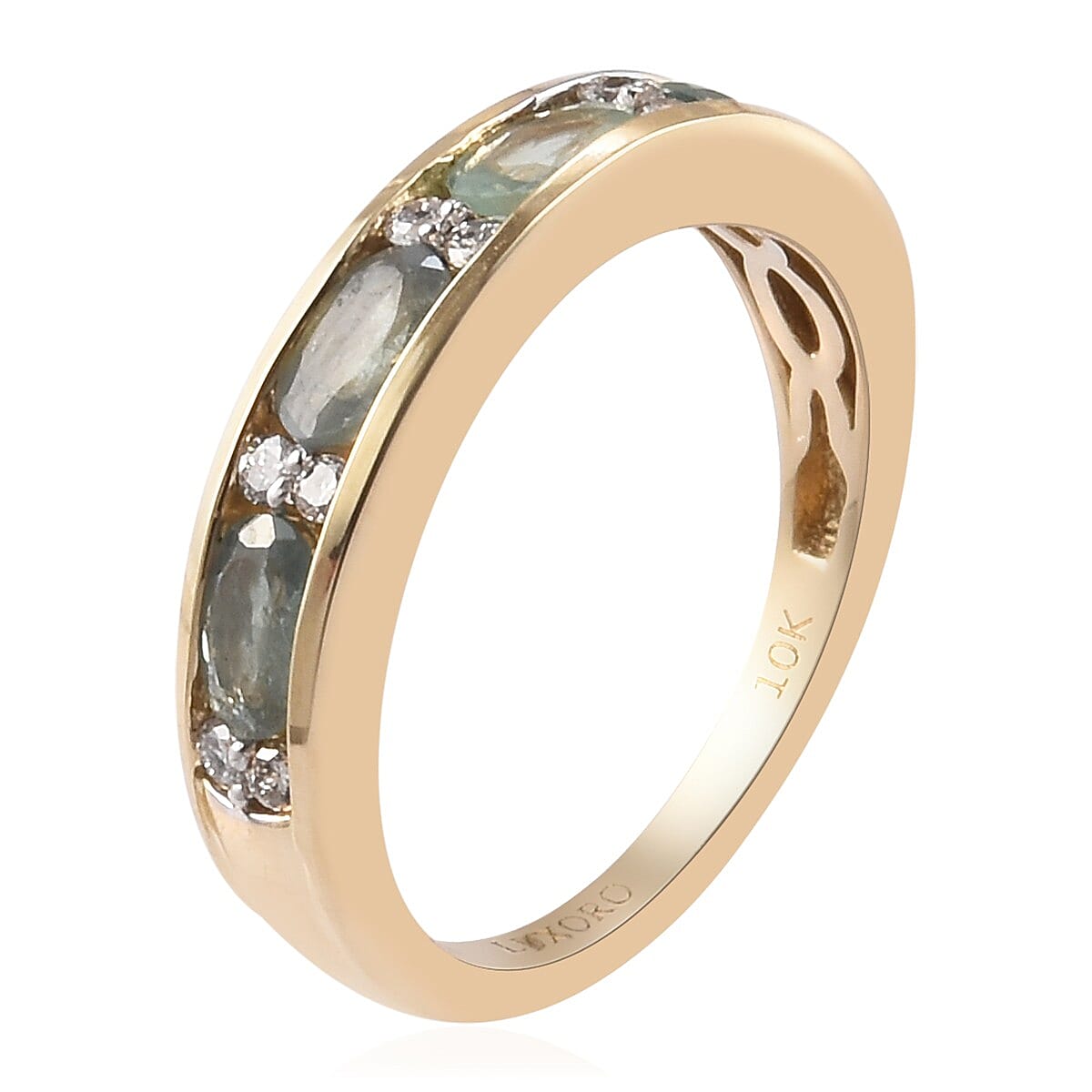 Luxoro 10K Yellow Gold Premium Narsipatnam Alexandrite and Diamond Band Ring (Size 6.0) 2.70 Grams 1.15 ctw image number 3