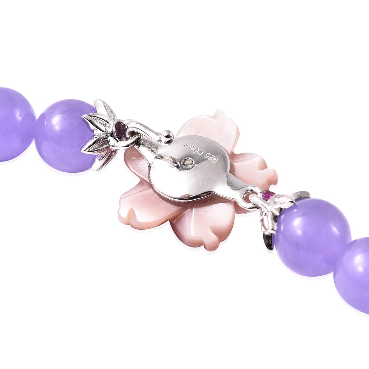 JARDIN COLLECTION Mother of Pearl, Purple Jade and Amethyst Carved Flower Charm Beaded Necklace 20 Inch in Sterling Silver 272.15 ctw image number 5