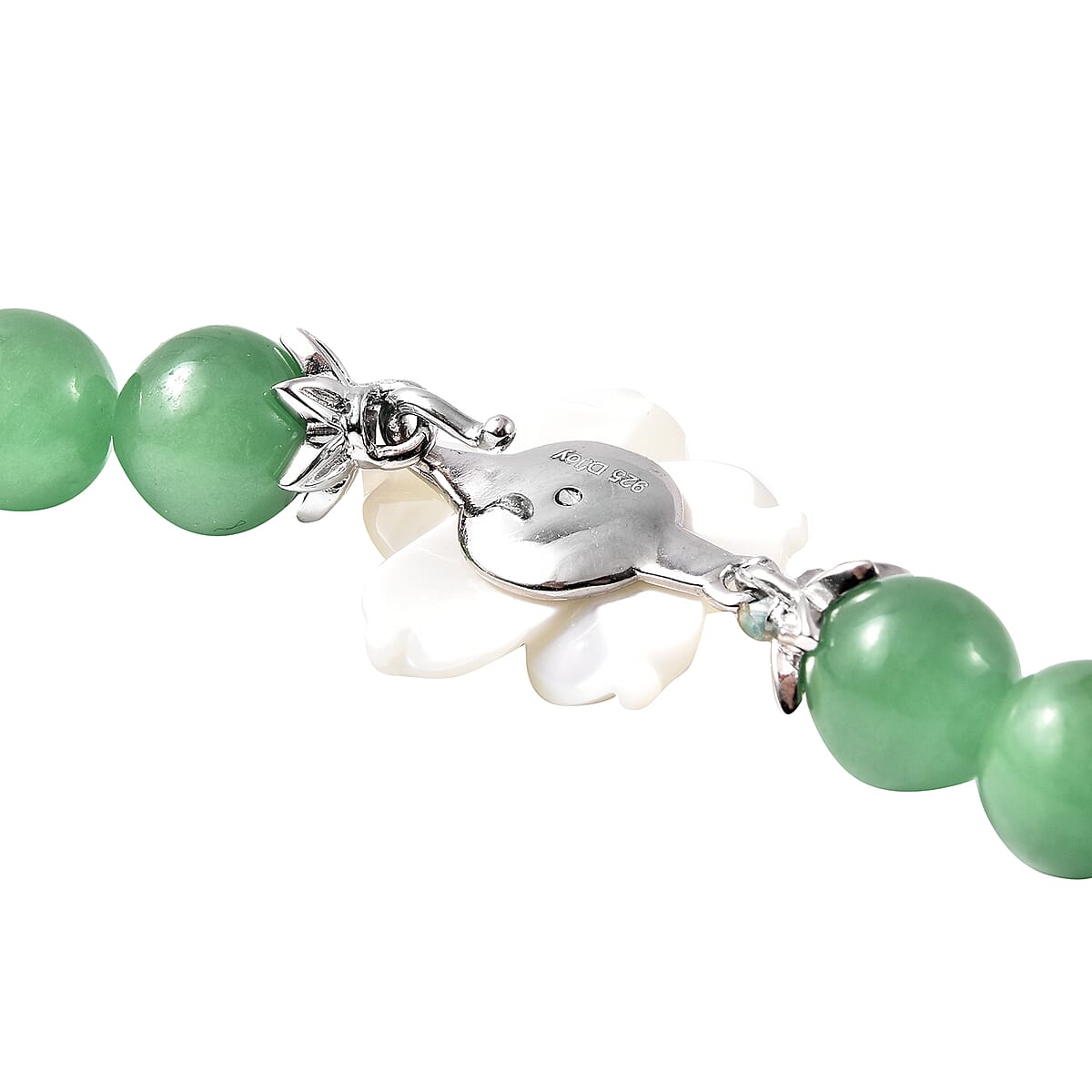 JARDIN COLLECTION Mother of Pearl, Green Jade and Natural Chrome Diopside Carved Flower Charm Beaded Necklace 18 Inch in Sterling Silver 276.20 ctw image number 4