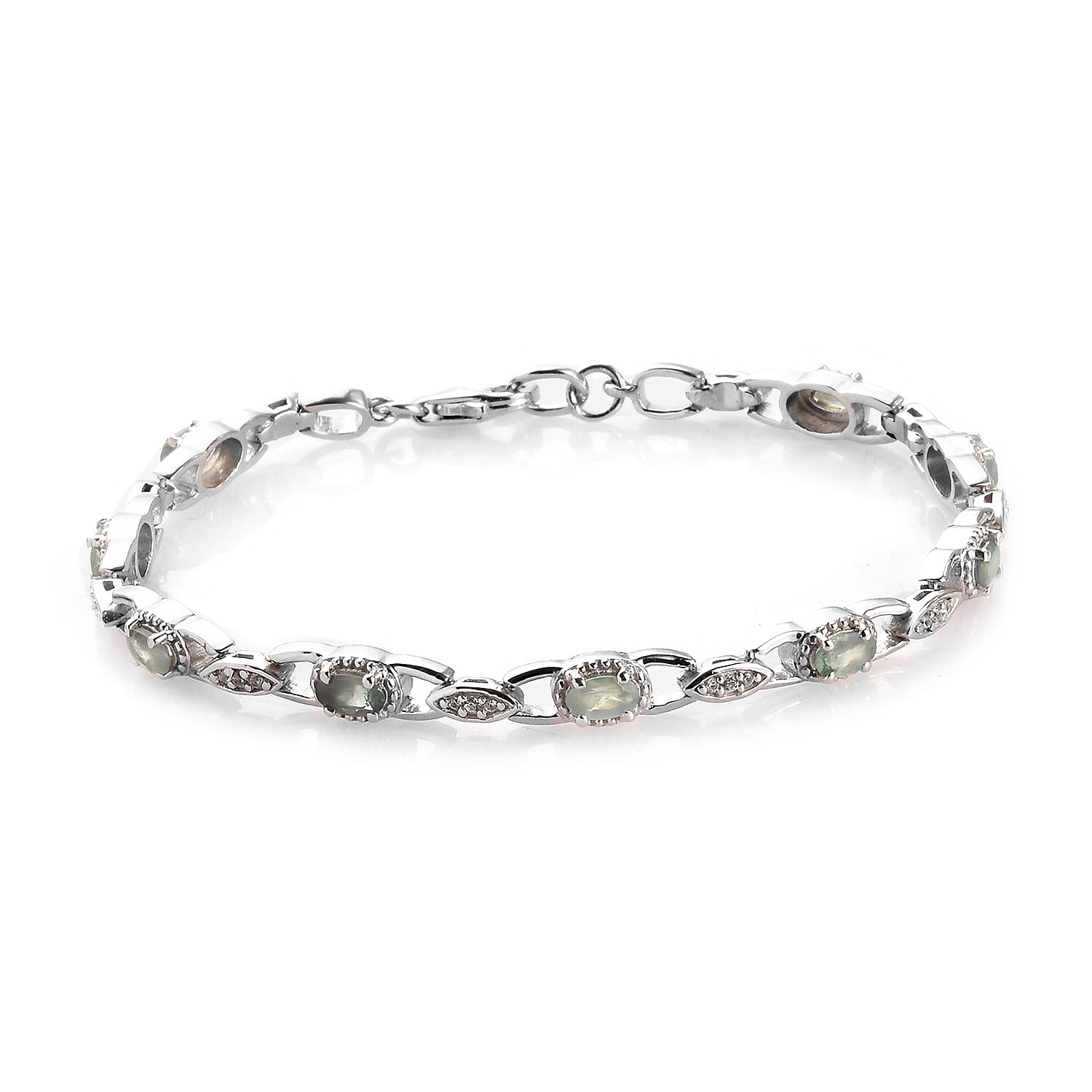 Narsipatnam Alexandrite and Zircon Bracelet in Platinum Over Sterling Silver (7.25 In) 9.65 Grams 2.50 ctw