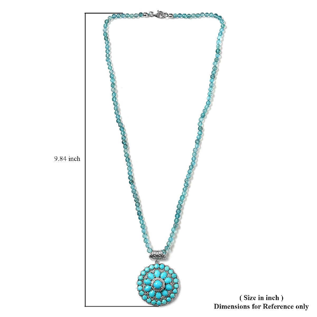 AMERICAN Natural Sleeping Beauty Turquoise and Multi Gemstone Pendant Necklace 20 Inches in Platinum Over Sterling Silver 11 Grams 162.65 ctw