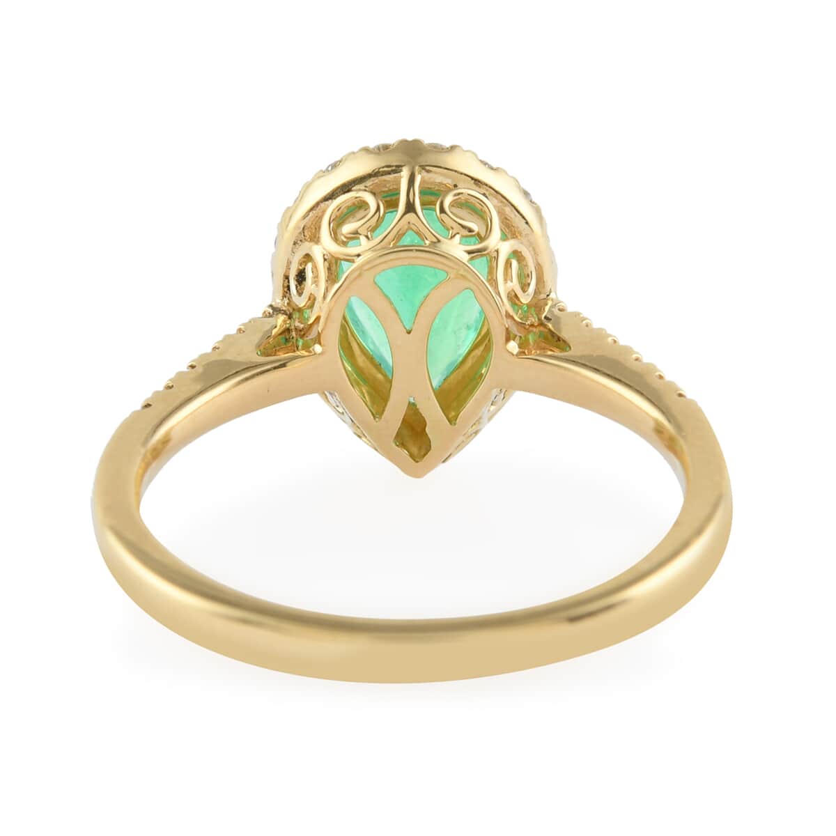 ILIANA 18K Yellow Gold AAA Boyaca Colombian Emerald and G-H SI Diamond Ring (Size 7.0) 3.80 Grams 1.50 ctw image number 3