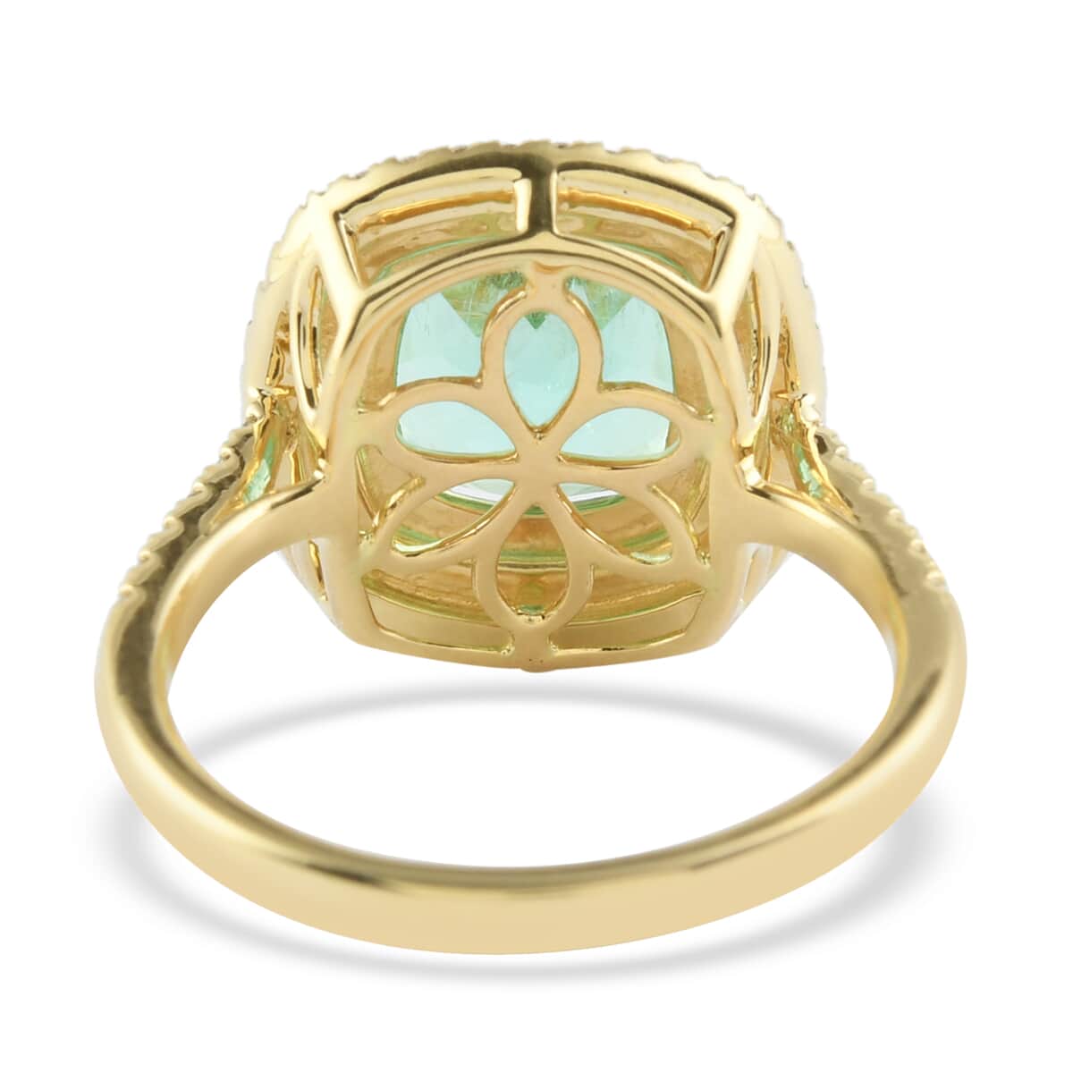 Iliana 18K Yellow Gold AAA Boyaca Colombian Emerald and G-H SI Diamond Ring (Size 7.0) 4.00 ctw image number 3