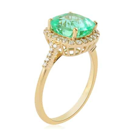ILIANA 18K Yellow Gold AAA Boyaca Colombian Emerald and G-H SI Diamond Ring (Size 7.0) 3.50 Grams 3.35 ctw image number 2