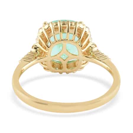 ILIANA 18K Yellow Gold AAA Boyaca Colombian Emerald and G-H SI Diamond Ring (Size 7.0) 3.50 Grams 3.35 ctw image number 3