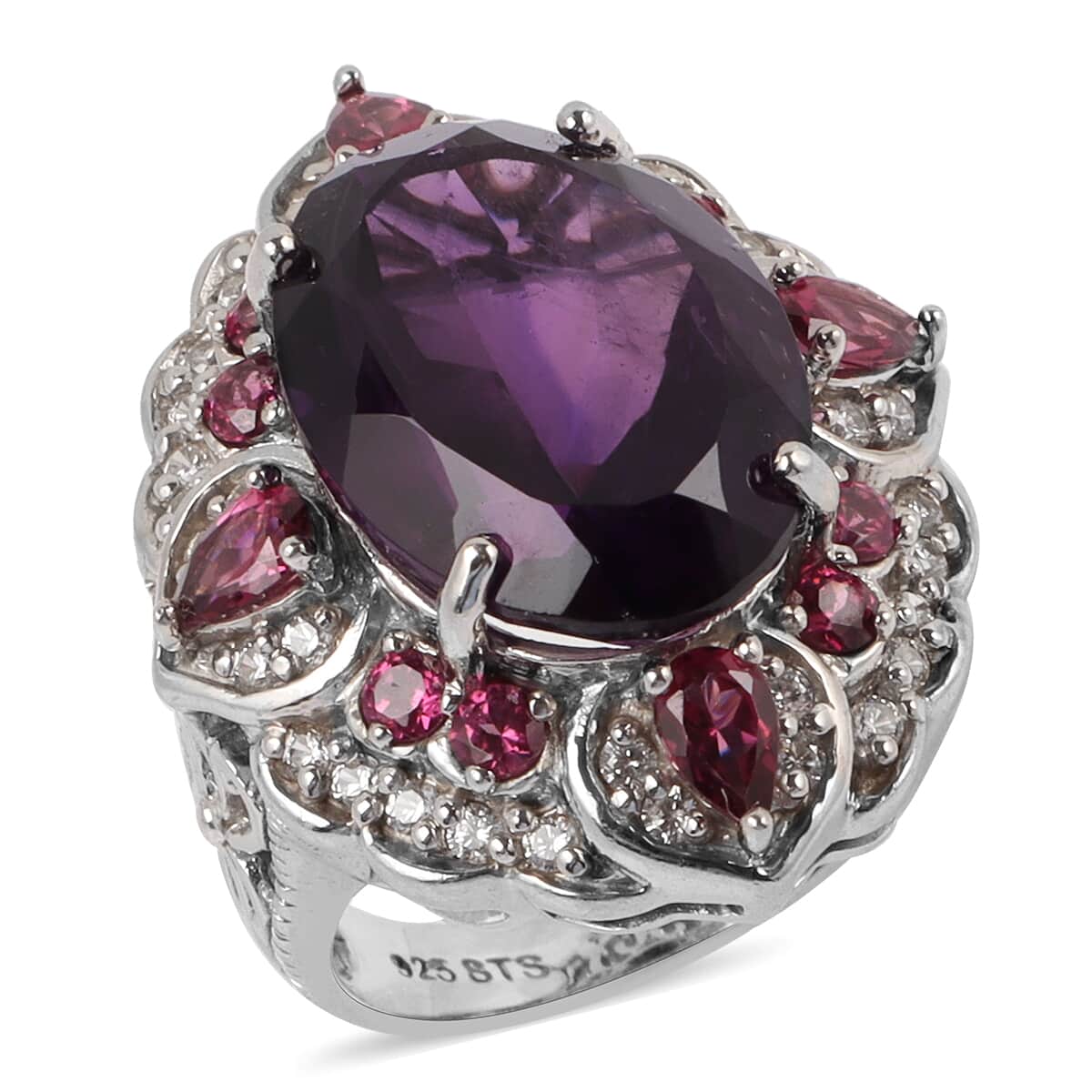 Amethyst and Multi Gemstone Ring in Platinum Over Sterling Silver (Size 6.0) 11.95 Grams 14.70 ctw image number 0