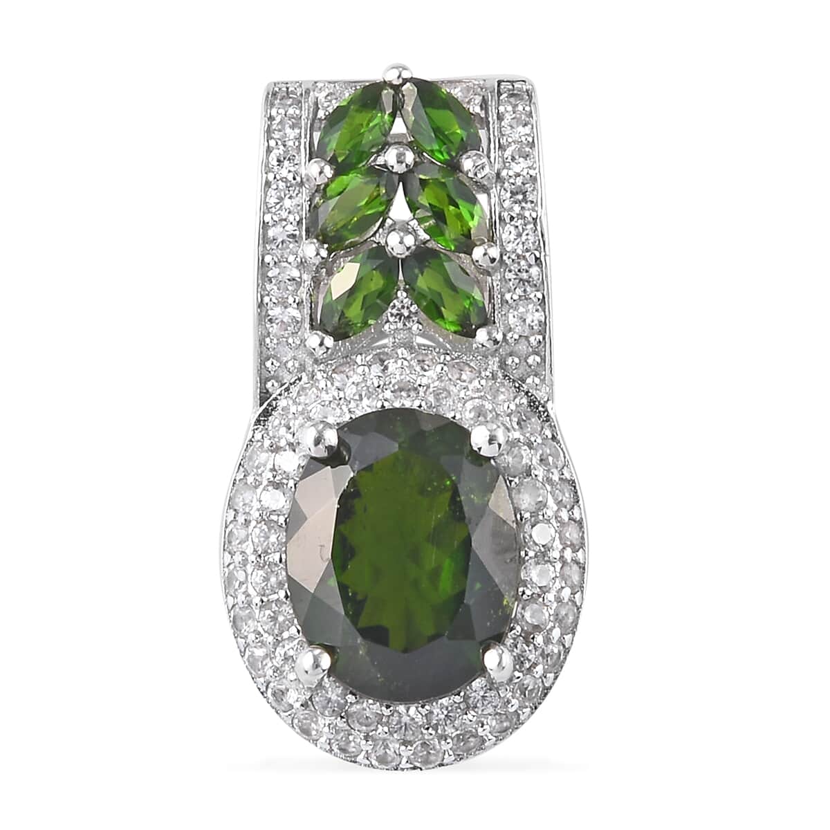 Natural Chrome Diopside and Zircon Pendant in Platinum Over Sterling Silver 4.65 ctw image number 0