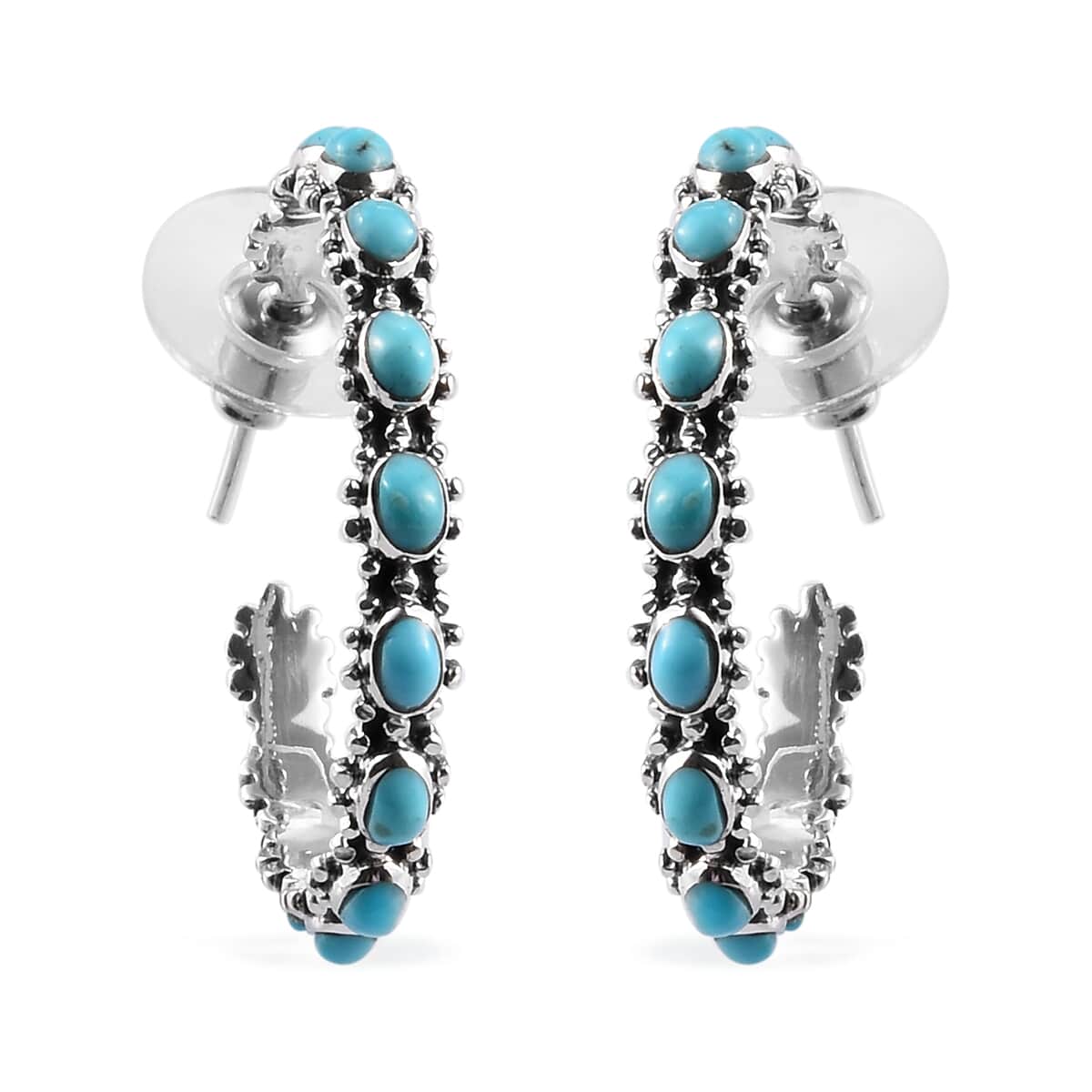 American Natural Sleeping Beauty Turquoise Earrings in Platinum Over Sterling Silver 3.40 ctw image number 0