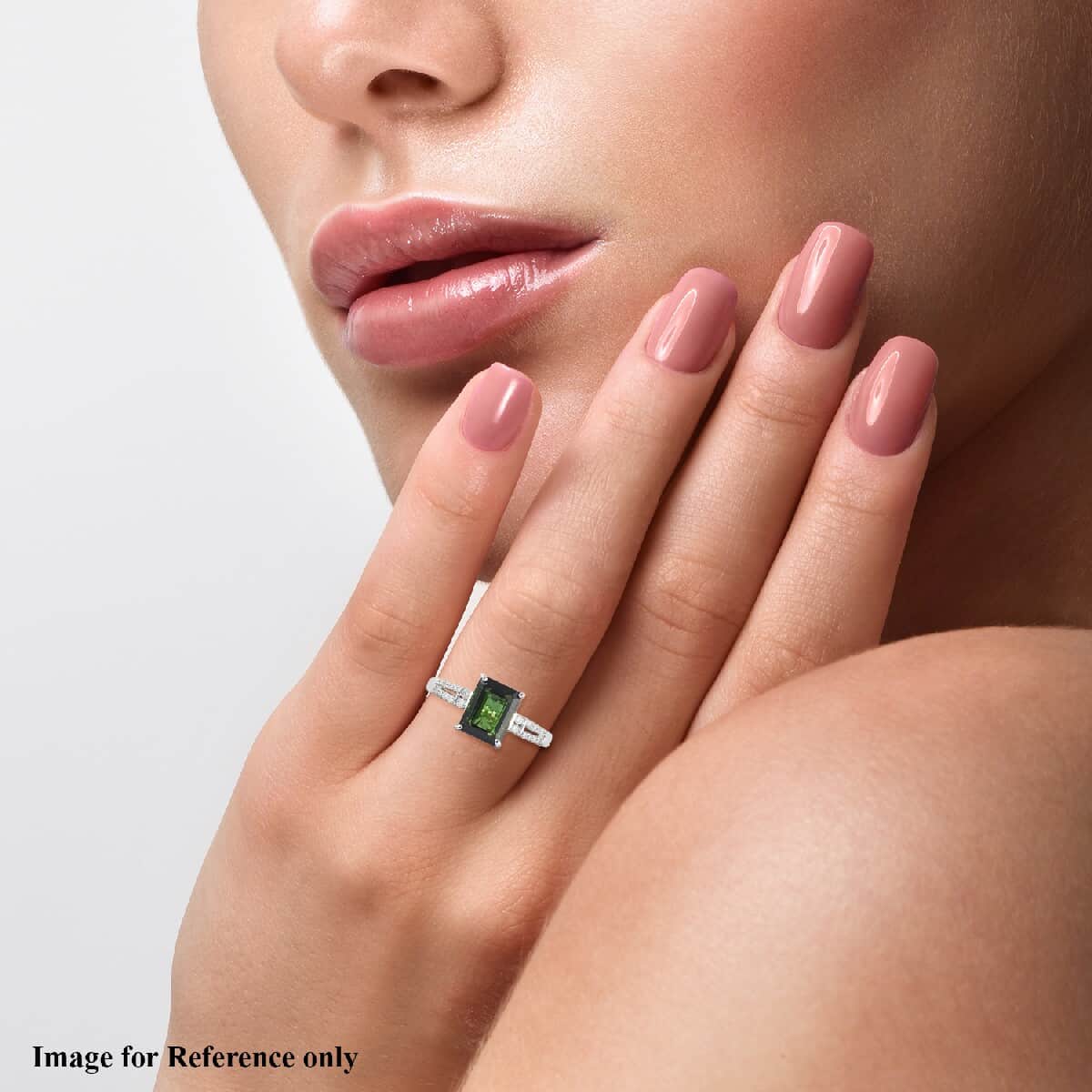 Luxoro 10K White Gold Premium Green Tourmaline and Diamond Ring (Size 7.0) 2.60 Grams 2.50 ctw image number 2