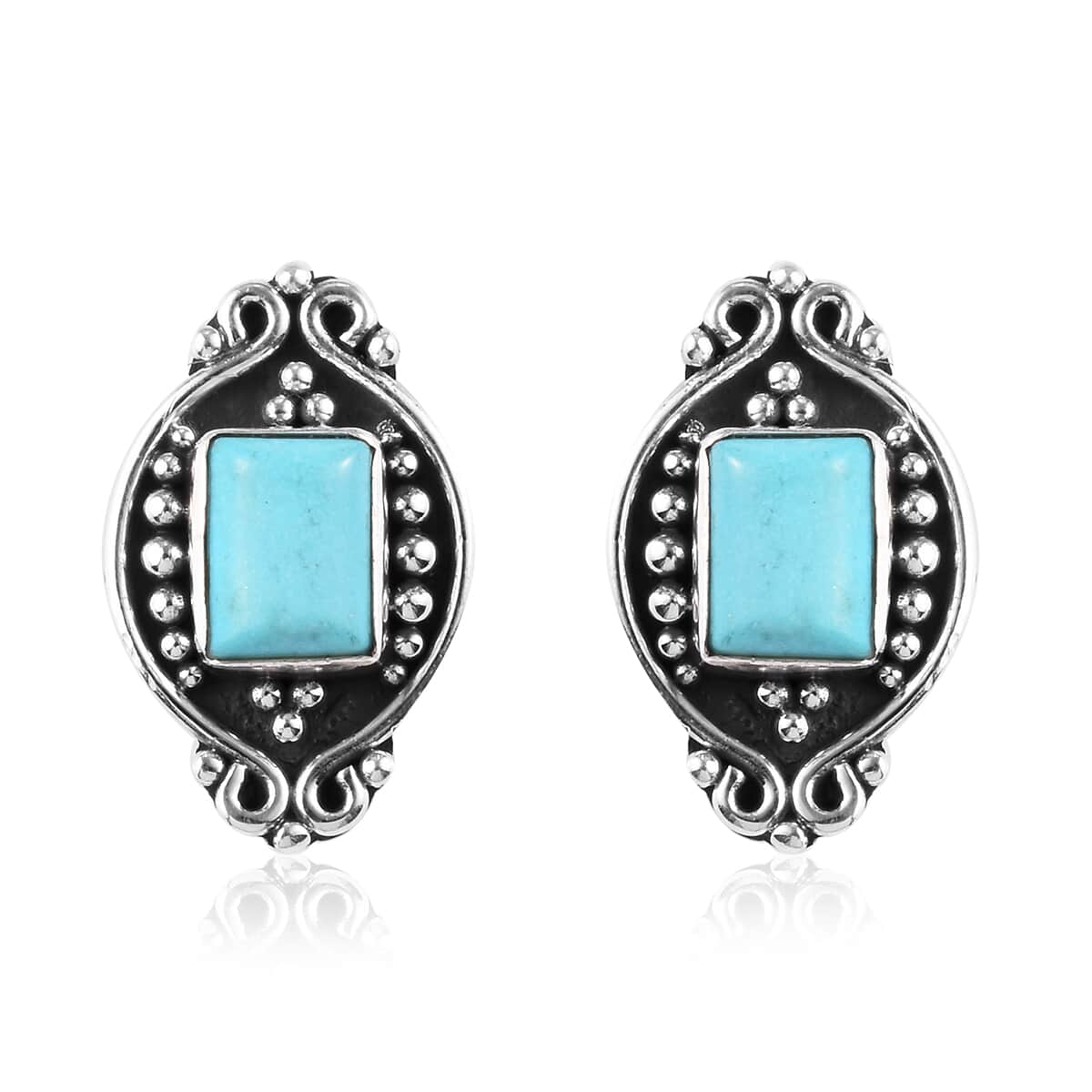 American Natural Sleeping Beauty Turquoise Earrings in Platinum Over Sterling Silver 1.50 ctw image number 0