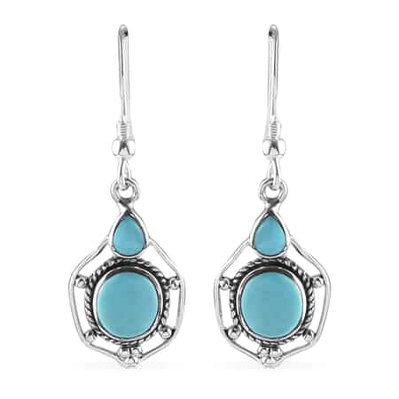 American Natural Sleeping Beauty Turquoise Earrings in Platinum Over Sterling Silver 2.00 ctw image number 0