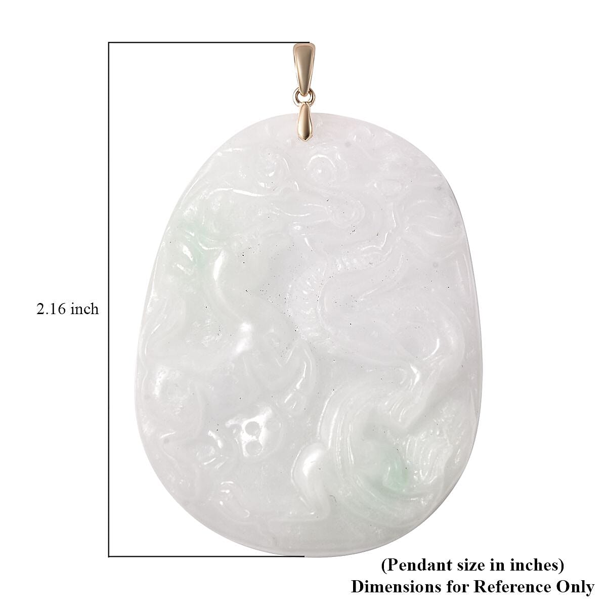 10K Yellow Gold White Jade Carved Dragon & Horse Pendant 100.00 ctw image number 4