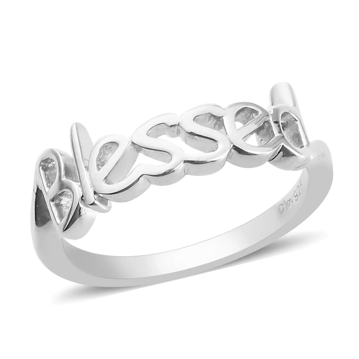 Platinum Over Sterling Silver Blessed Ring (Size 5.0) 2.30 Grams image number 0