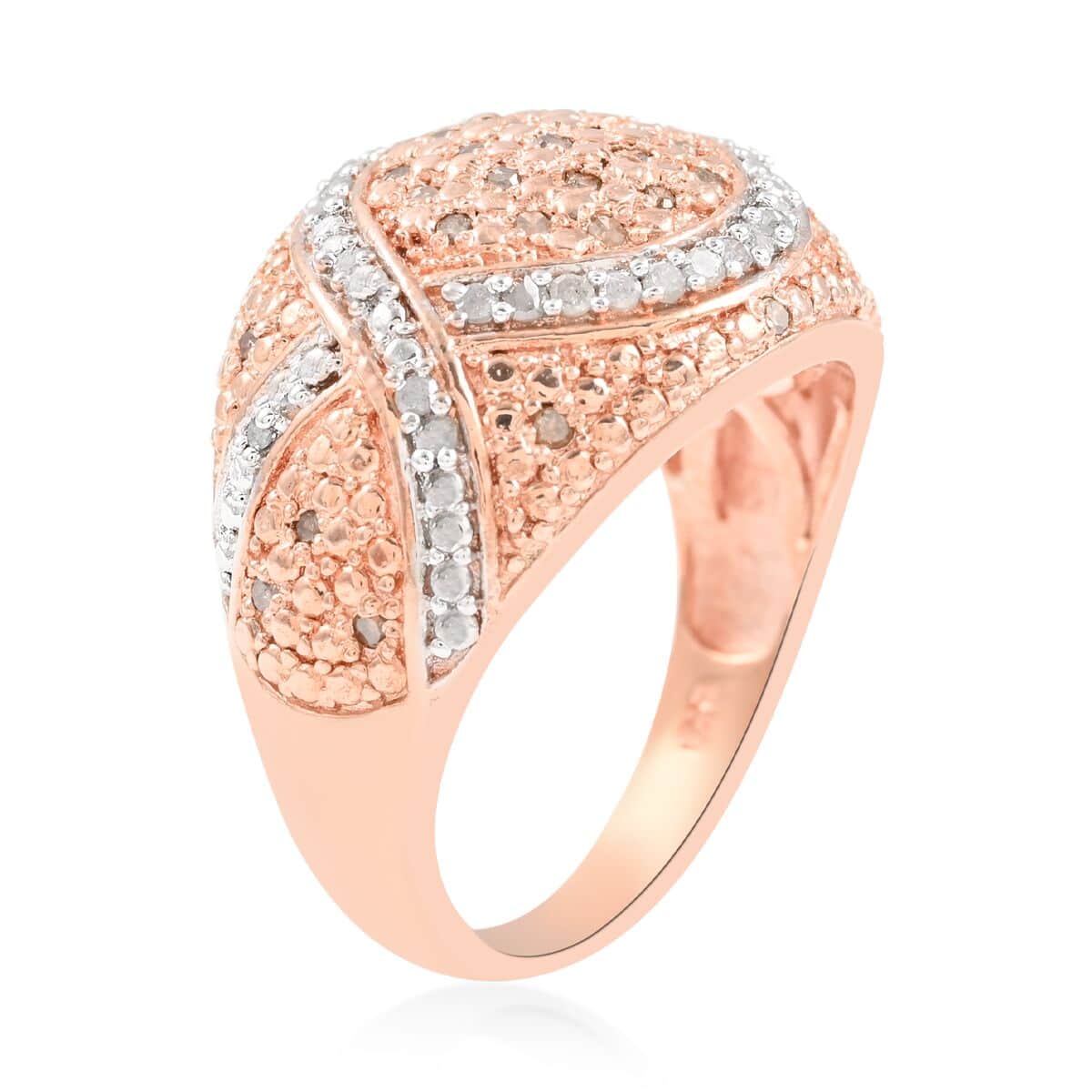 Natural Champagne Diamond and Diamond Ring in 14K Rose Gold Over Sterling Silver 8.45 Grams (Size 9) 0.35 ctw image number 3