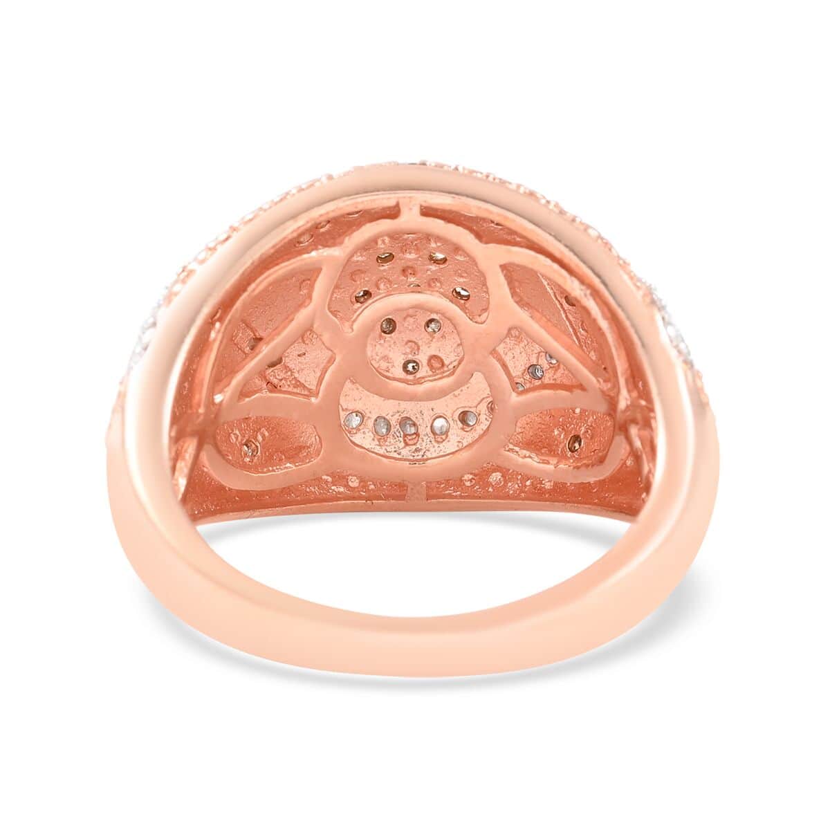Natural Champagne Diamond and Diamond Ring in 14K Rose Gold Over Sterling Silver 8.45 Grams (Size 9) 0.35 ctw image number 4