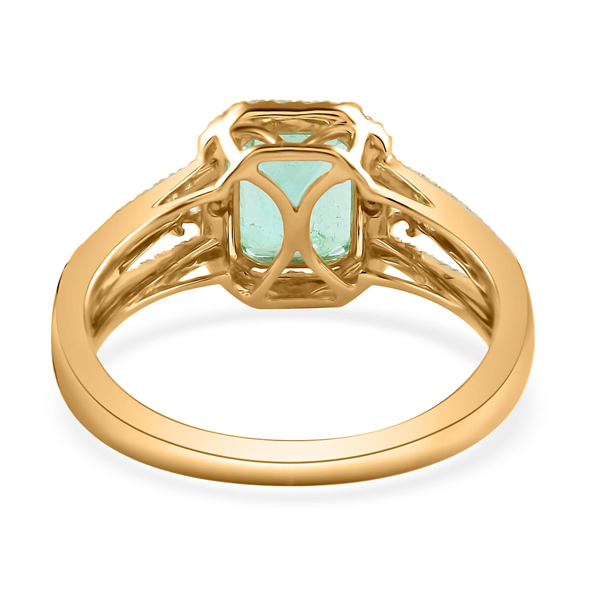 Iliana 18K Yellow Gold AAA Boyaca Colombian Emerald and G-H SI Diamond Ring (Size 7.0) 4.30 Grams 1.80 ctw image number 3