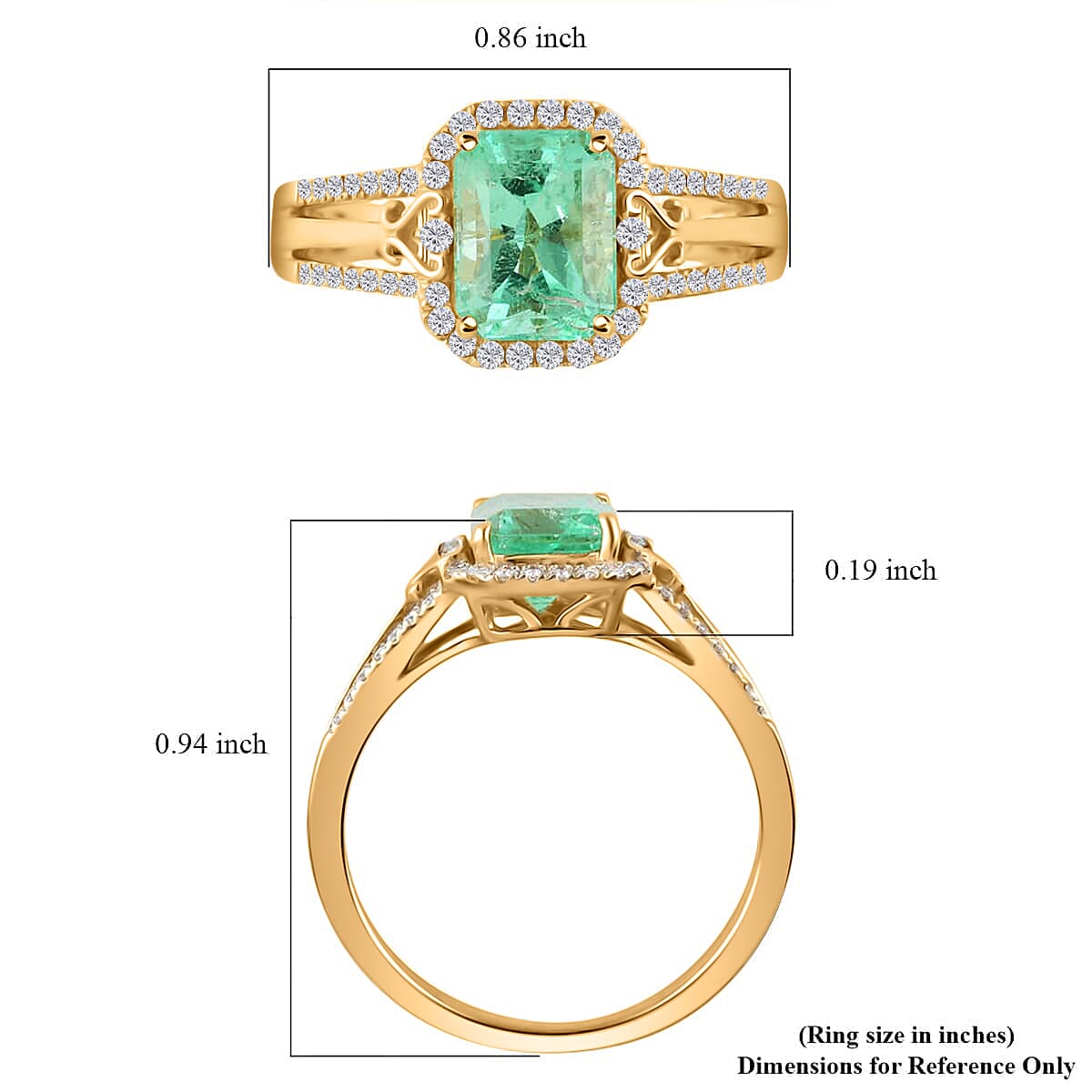 Iliana 18K Yellow Gold AAA Boyaca Colombian Emerald and G-H SI Diamond Ring (Size 7.0) 4.30 Grams 1.80 ctw image number 4