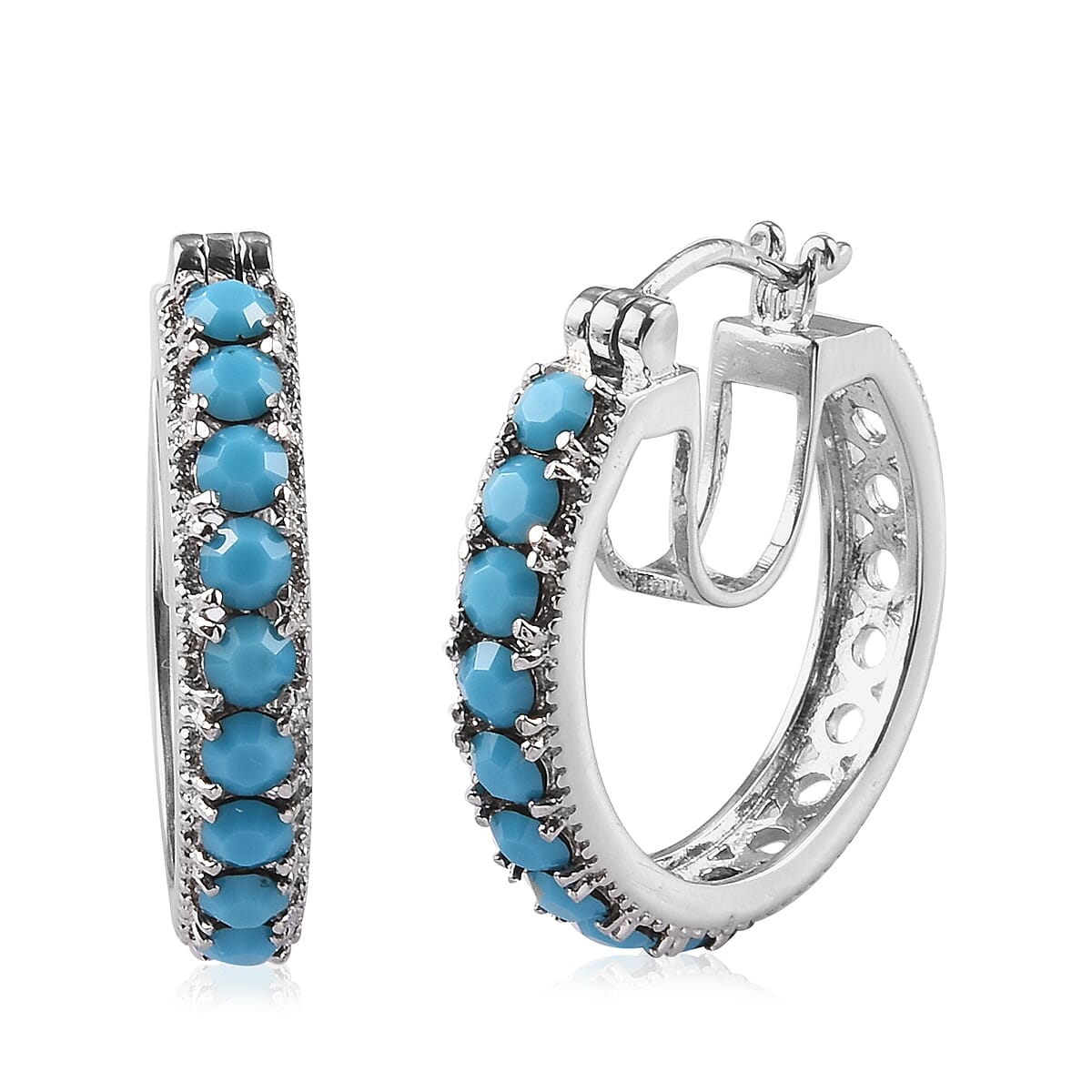 Natural Arizona Sleeping Beauty Turquoise Earrings in Platinum Over Sterling Silver 3.00 ctw