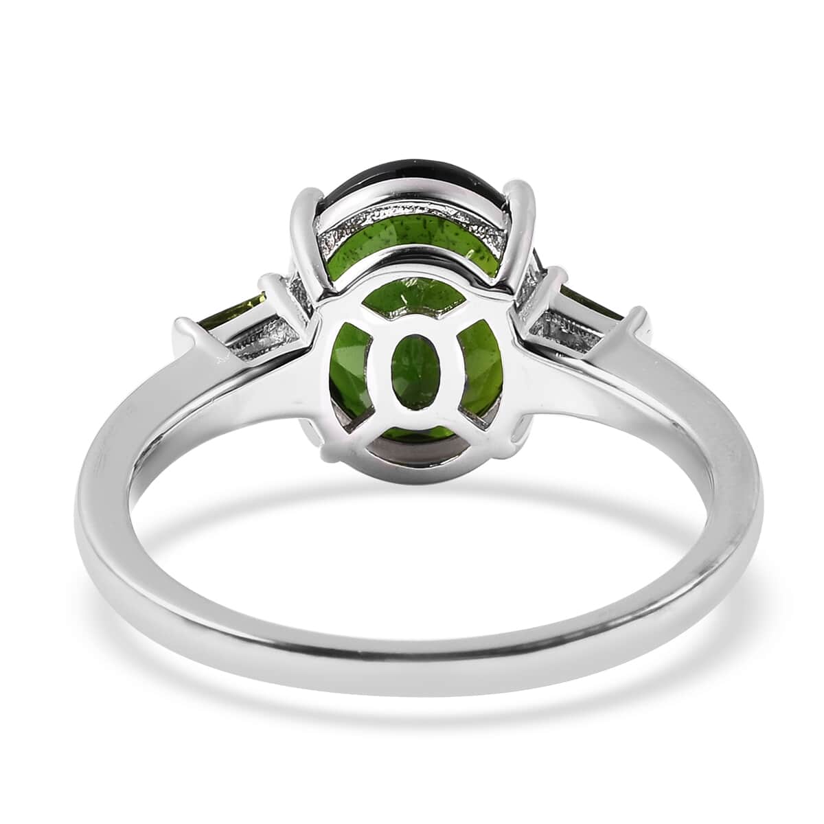 Natural Chrome Diopside Ring in Rhodium Over Sterling Silver (Size 10.0) 3.80 ctw image number 4