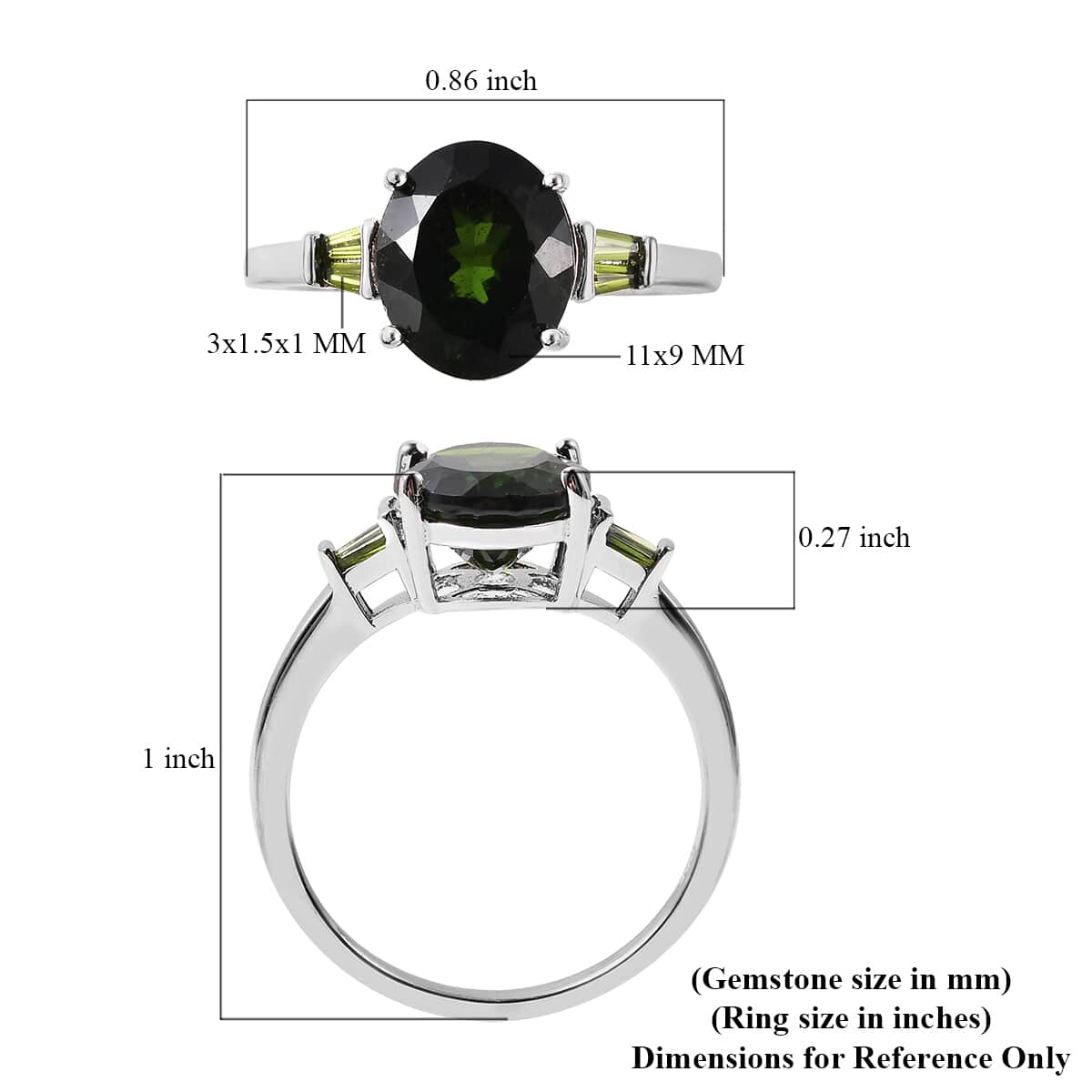 Natural Chrome Diopside Ring in Rhodium Over Sterling Silver (Size 10.0) 3.80 ctw image number 5
