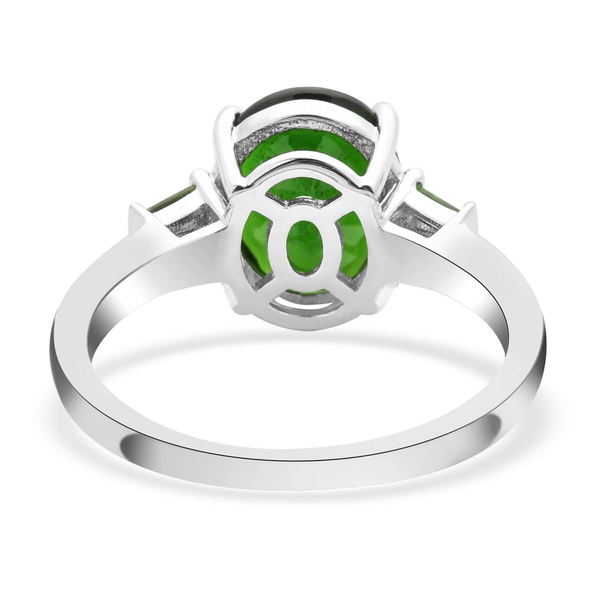 Natural Chrome Diopside Ring in Rhodium Over Sterling Silver (Size 8.0) 3.80 ctw image number 4